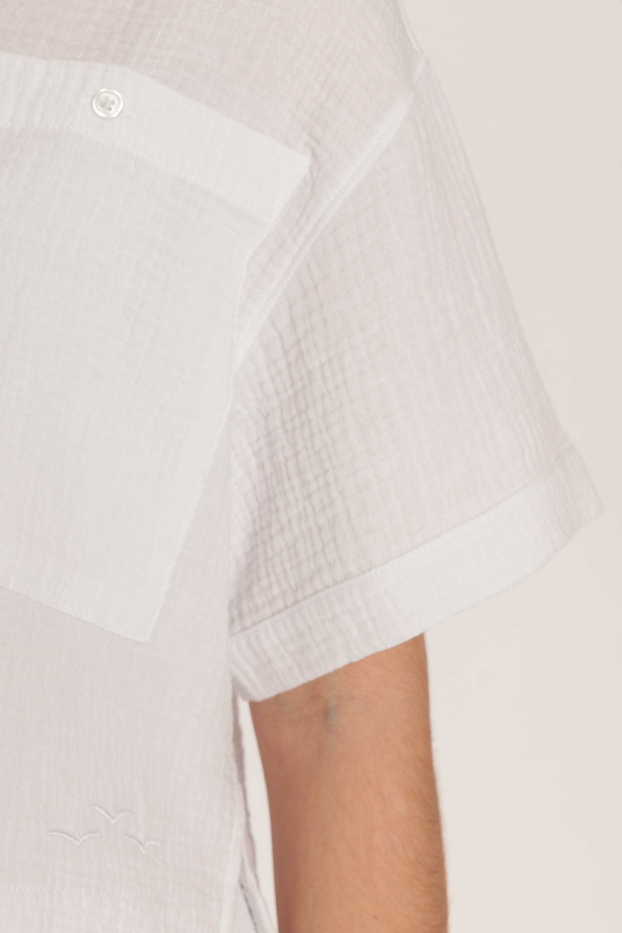 Tori cotton gauze cropped shirt in white