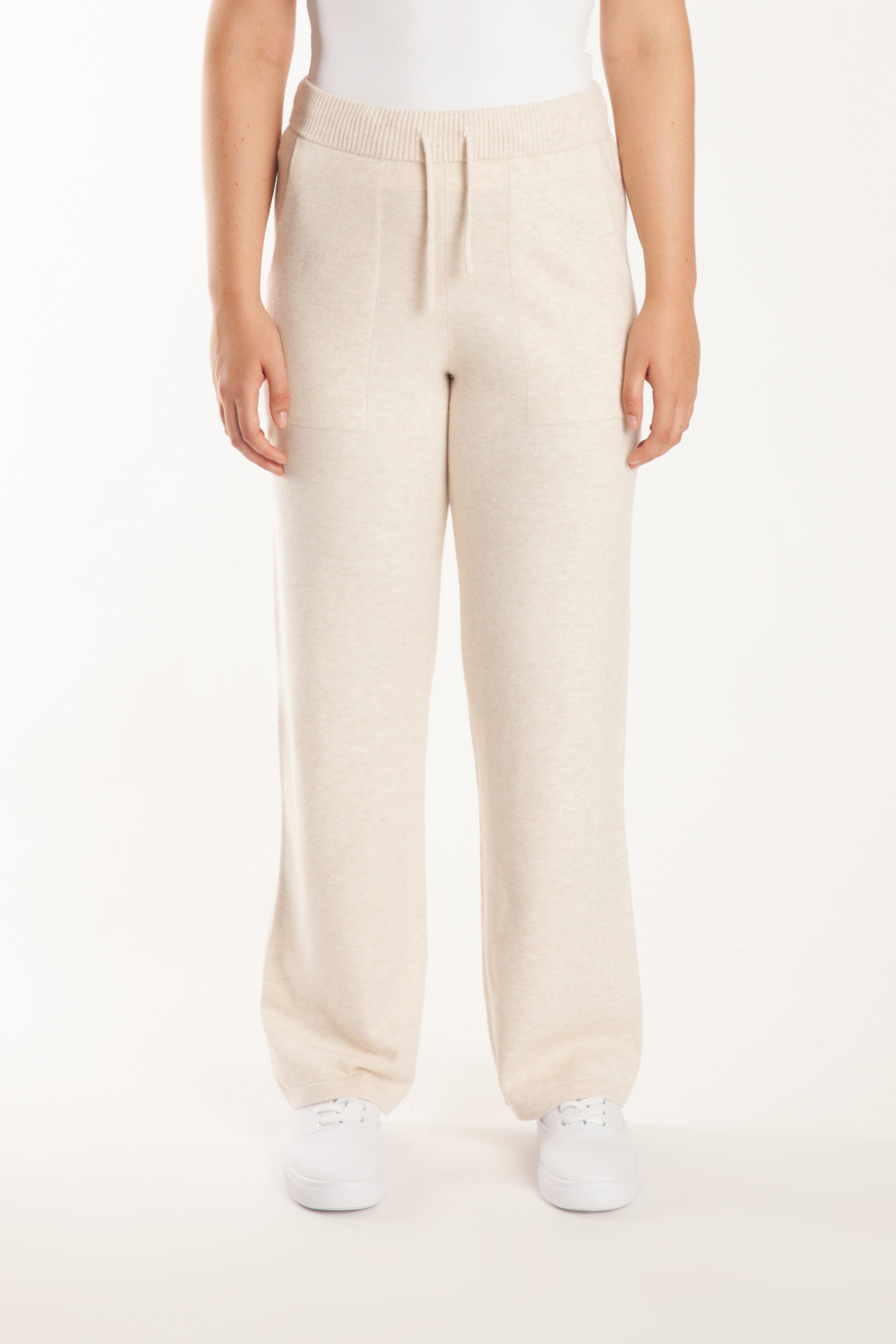 Sweater Knit Straight-Leg Pants in Heather Beige - Lazypants