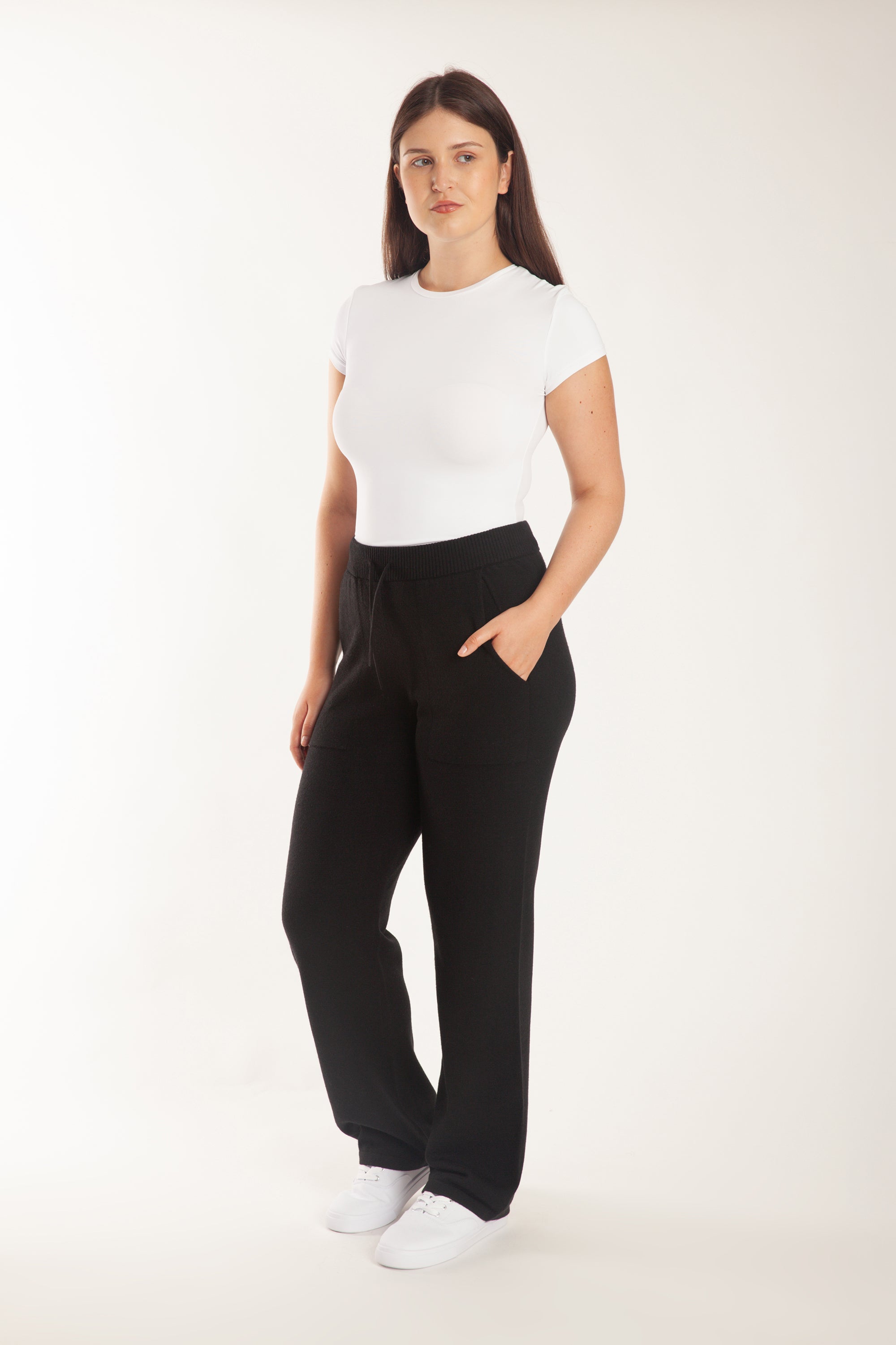 Sweater Knit Straight-Leg Pants in Black - Lazypants