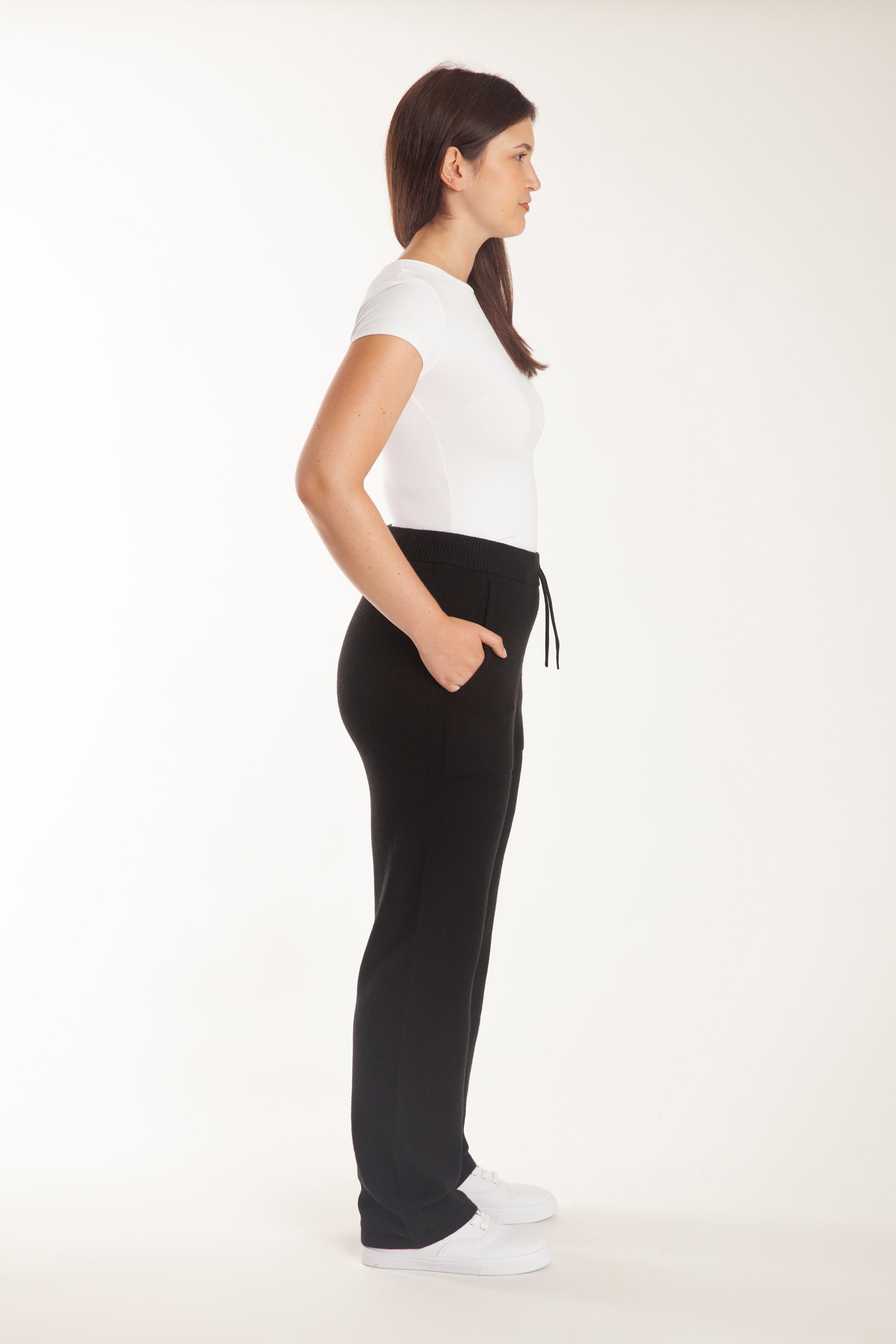 Sweater Knit Straight-Leg Pants in Black - Lazypants