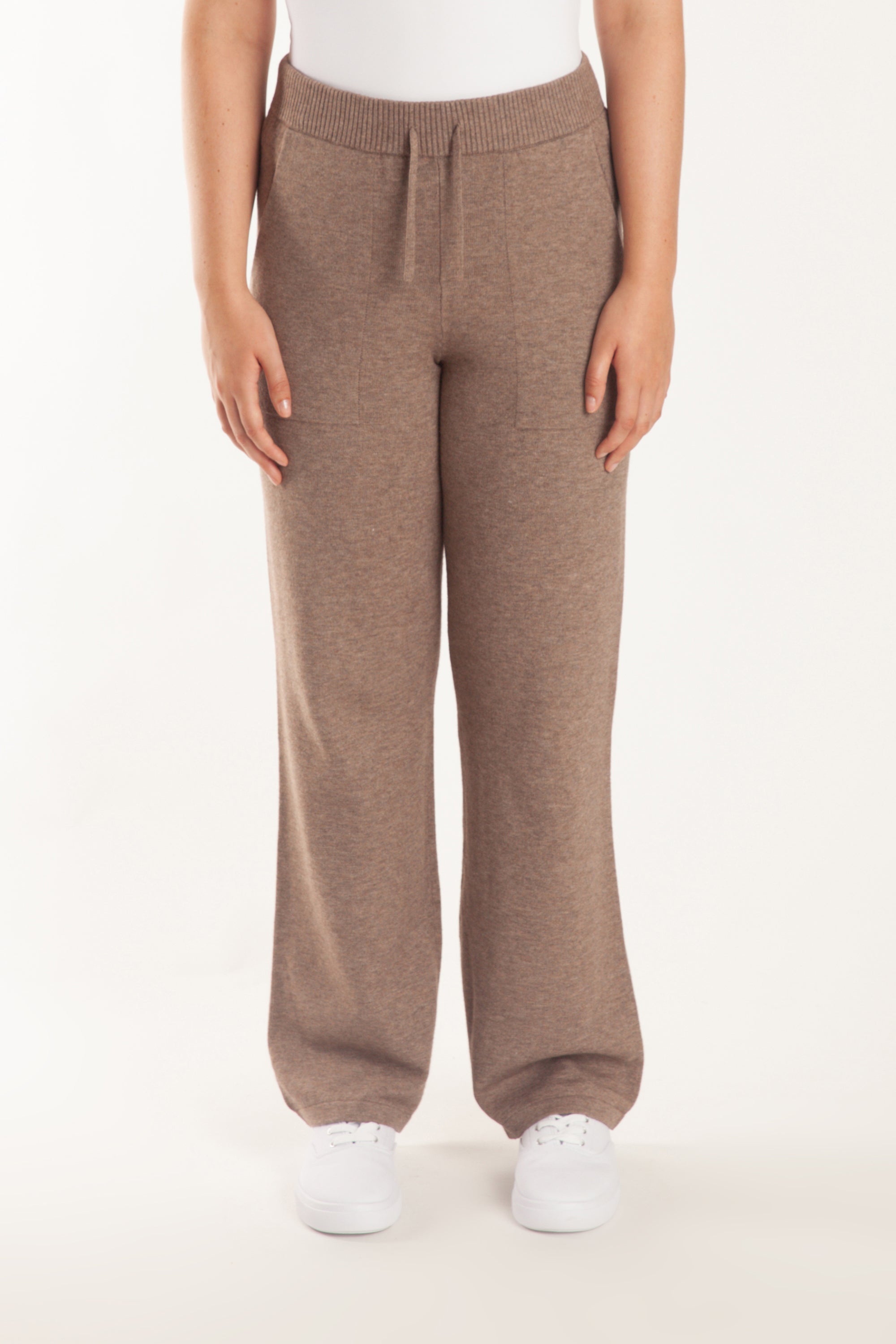 Sweater Knit Straight-Leg Pants in Heather Taupe - Lazypants