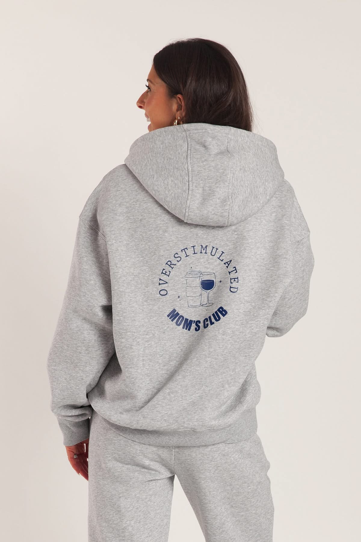 Overstimulated Mom’s Club Hoodie in Classic Grey - Lazypants