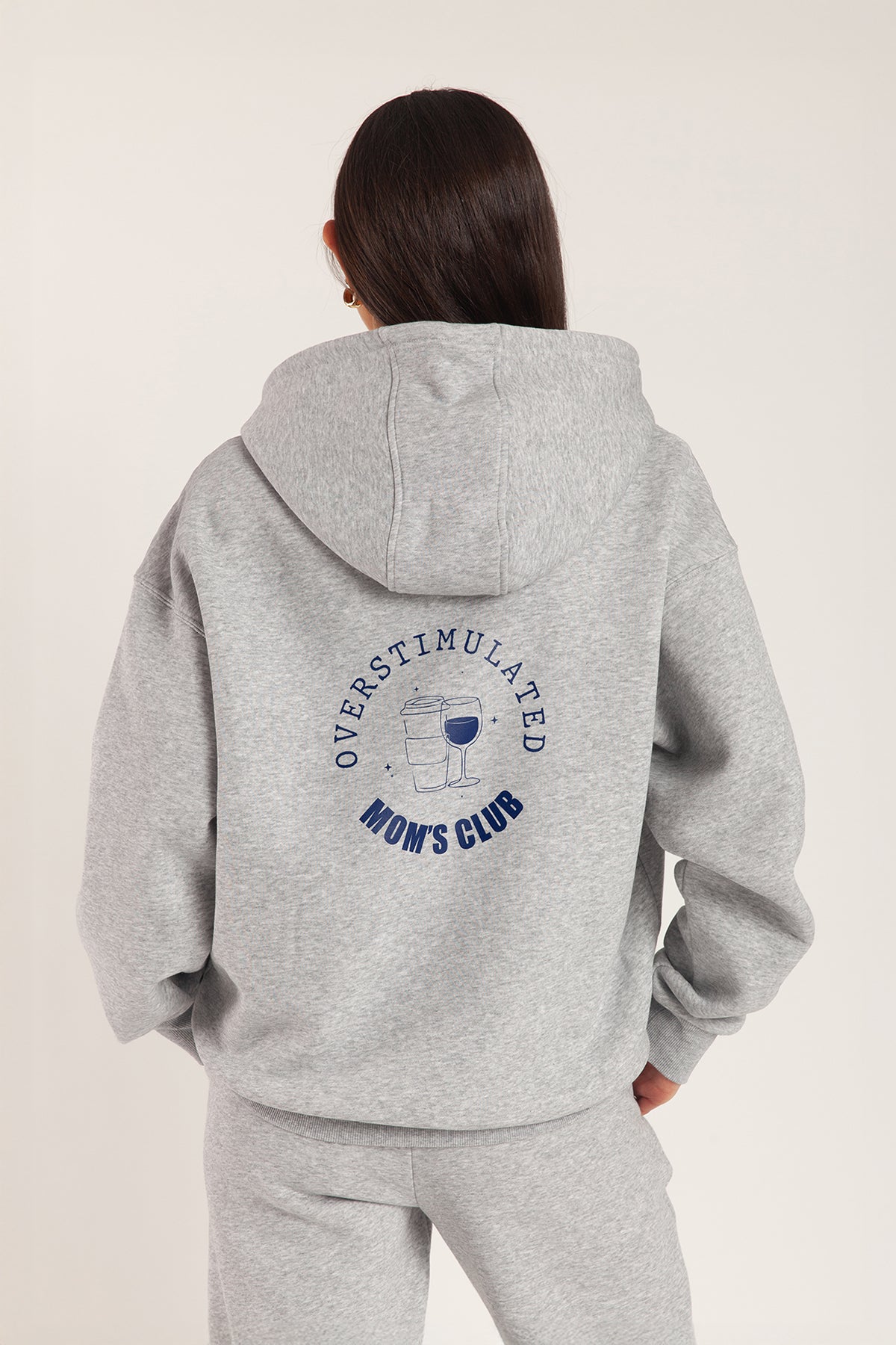 Overstimulated Mom’s Club Hoodie in Classic Grey