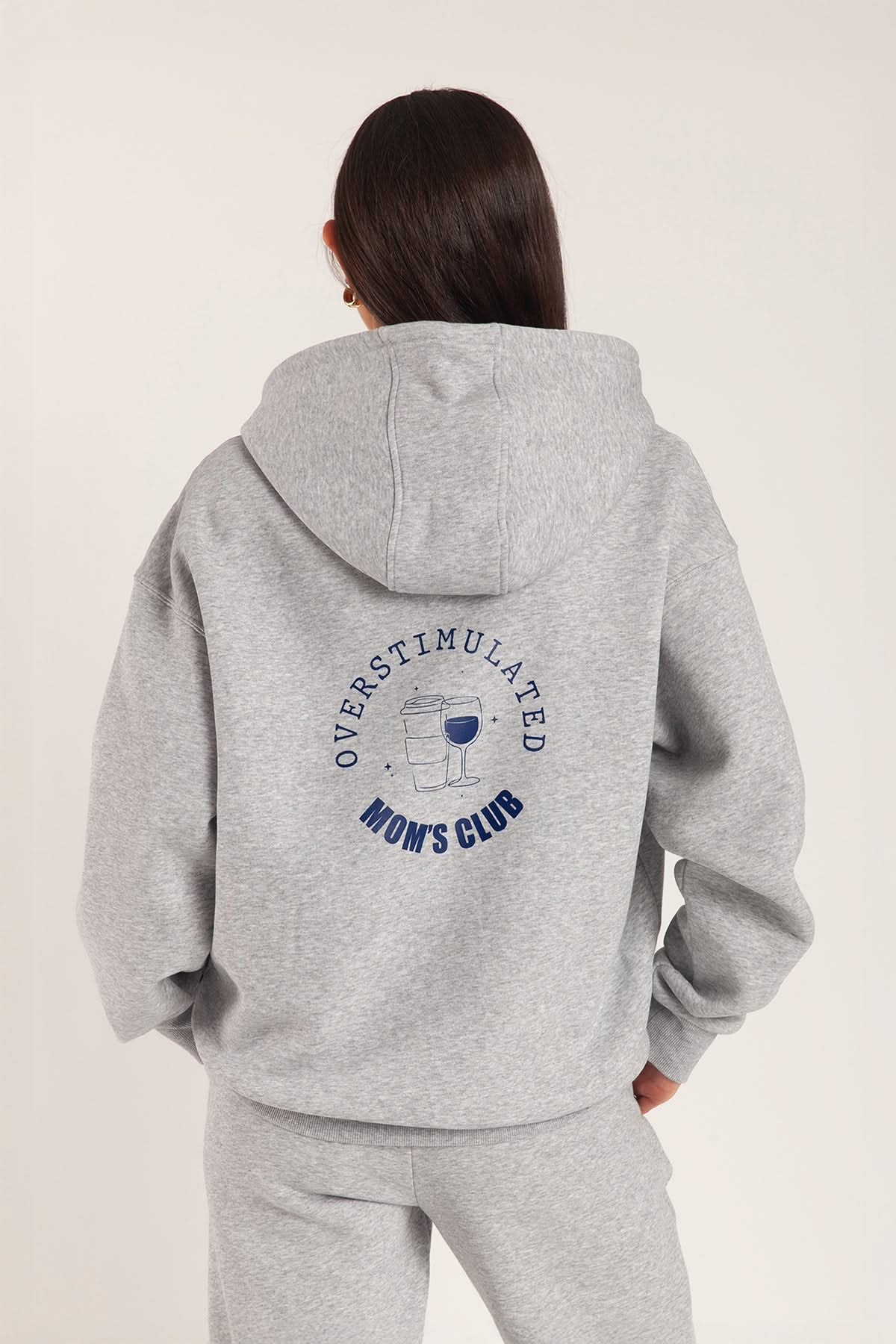 Overstimulated Mom’s Club Hoodie in Classic Grey - Lazypants