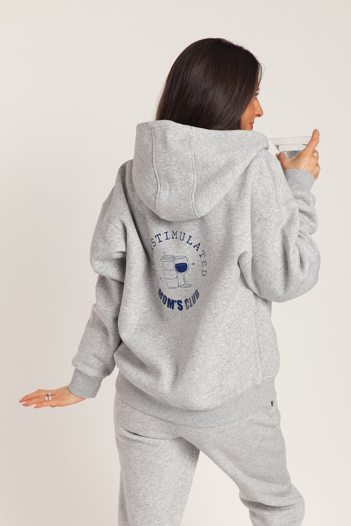 Overstimulated Mom’s Club Hoodie in Classic Grey