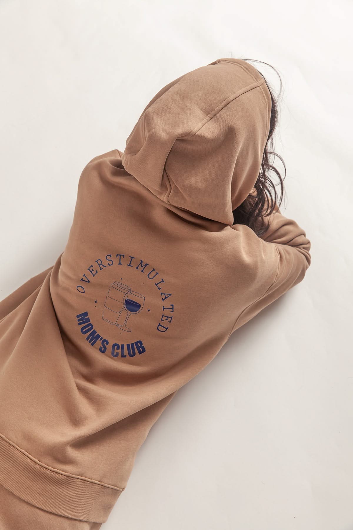 Overstimulated Mom’s Club Hoodie in Camel - Lazypants
