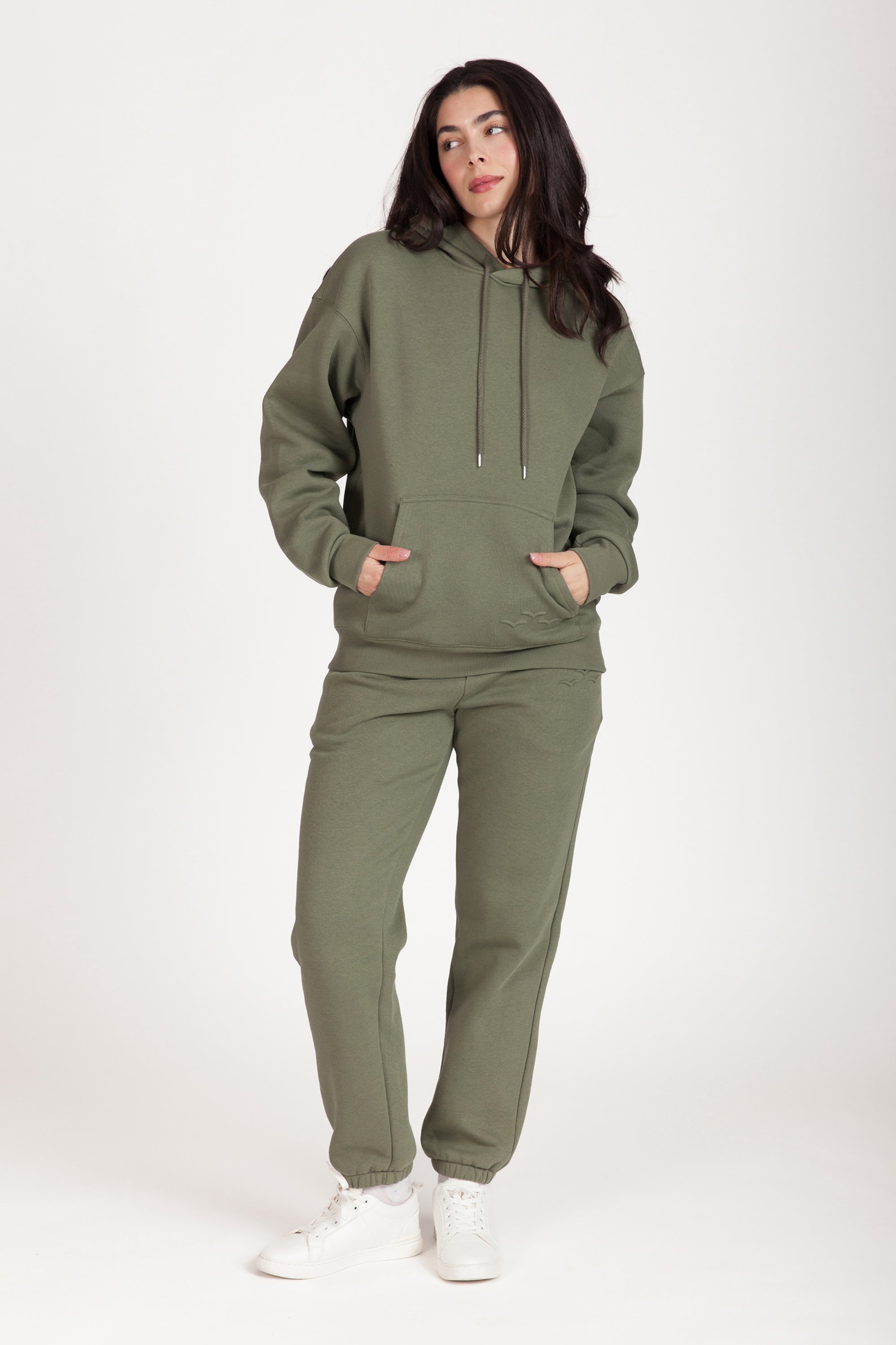 Fleece Oversized Hoodie in olive
