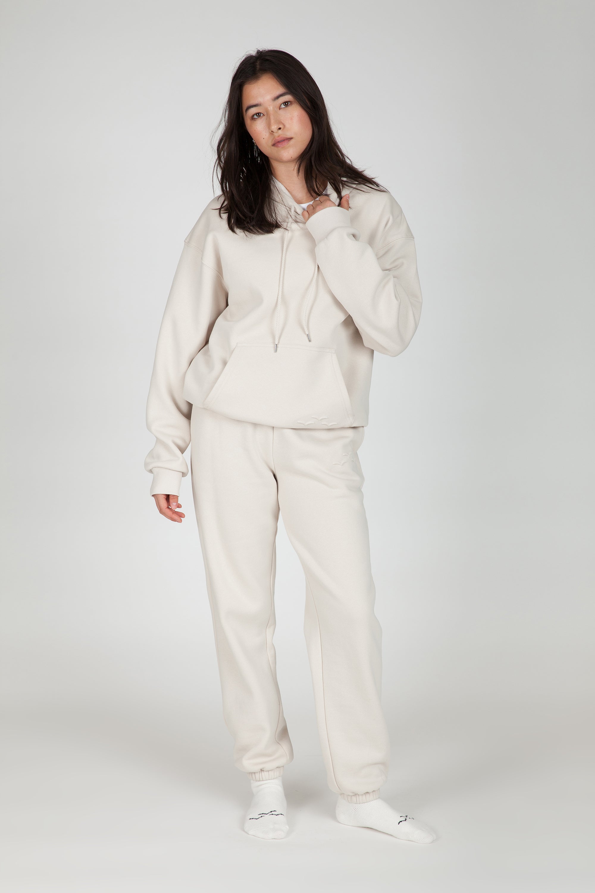 Fleece Oversized Hoodie in Bone - Lazypants