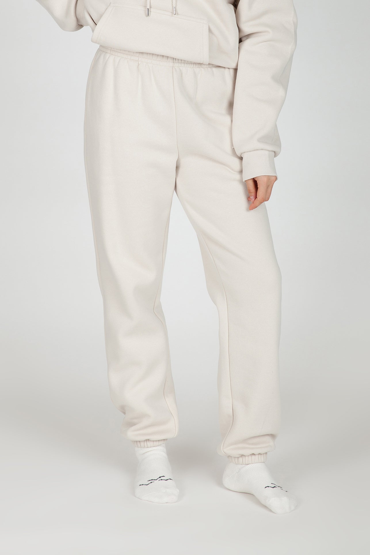 Nova premium fleece relaxed joggers in bone - Lazypants