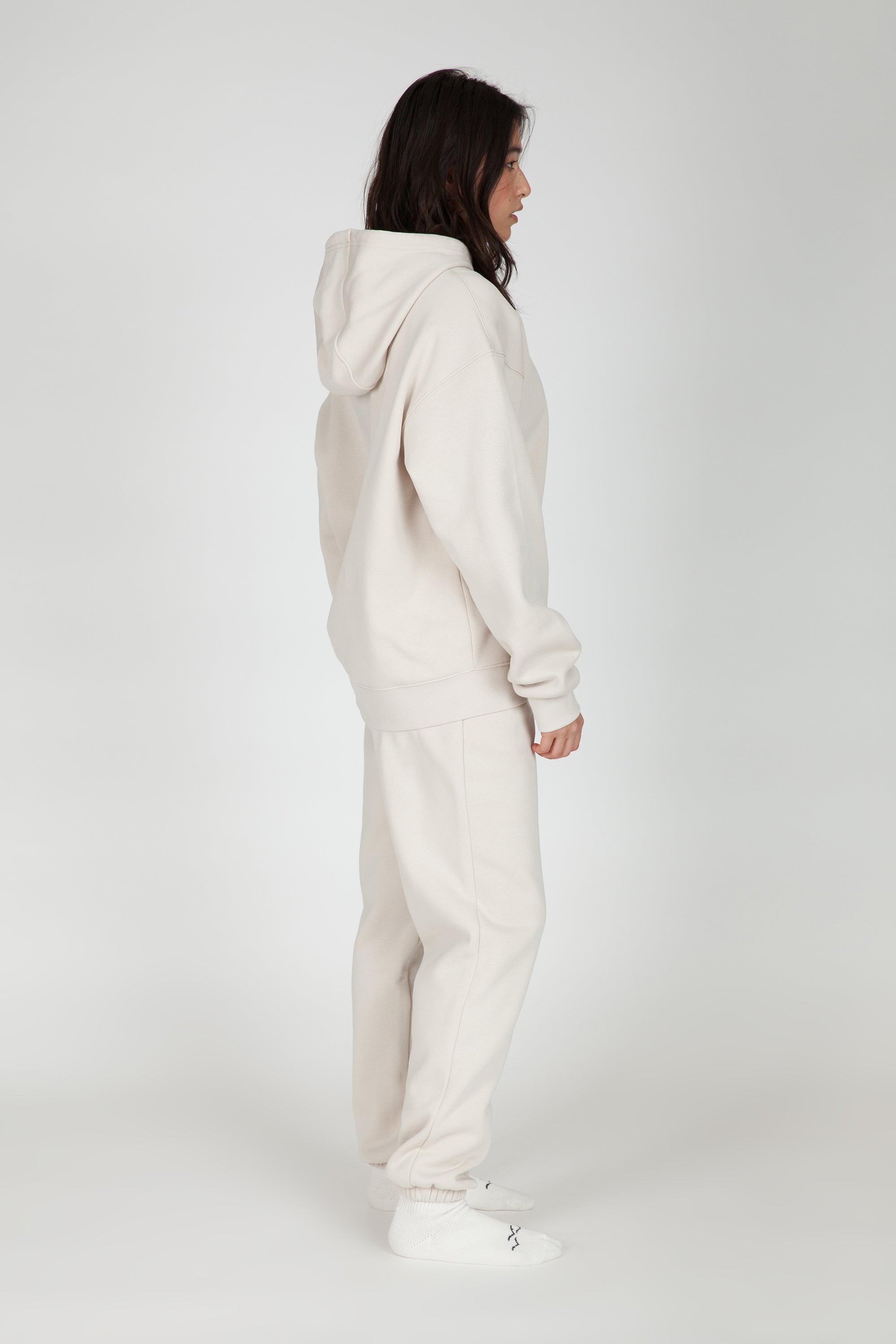 Fleece Oversized Hoodie in Bone - Lazypants