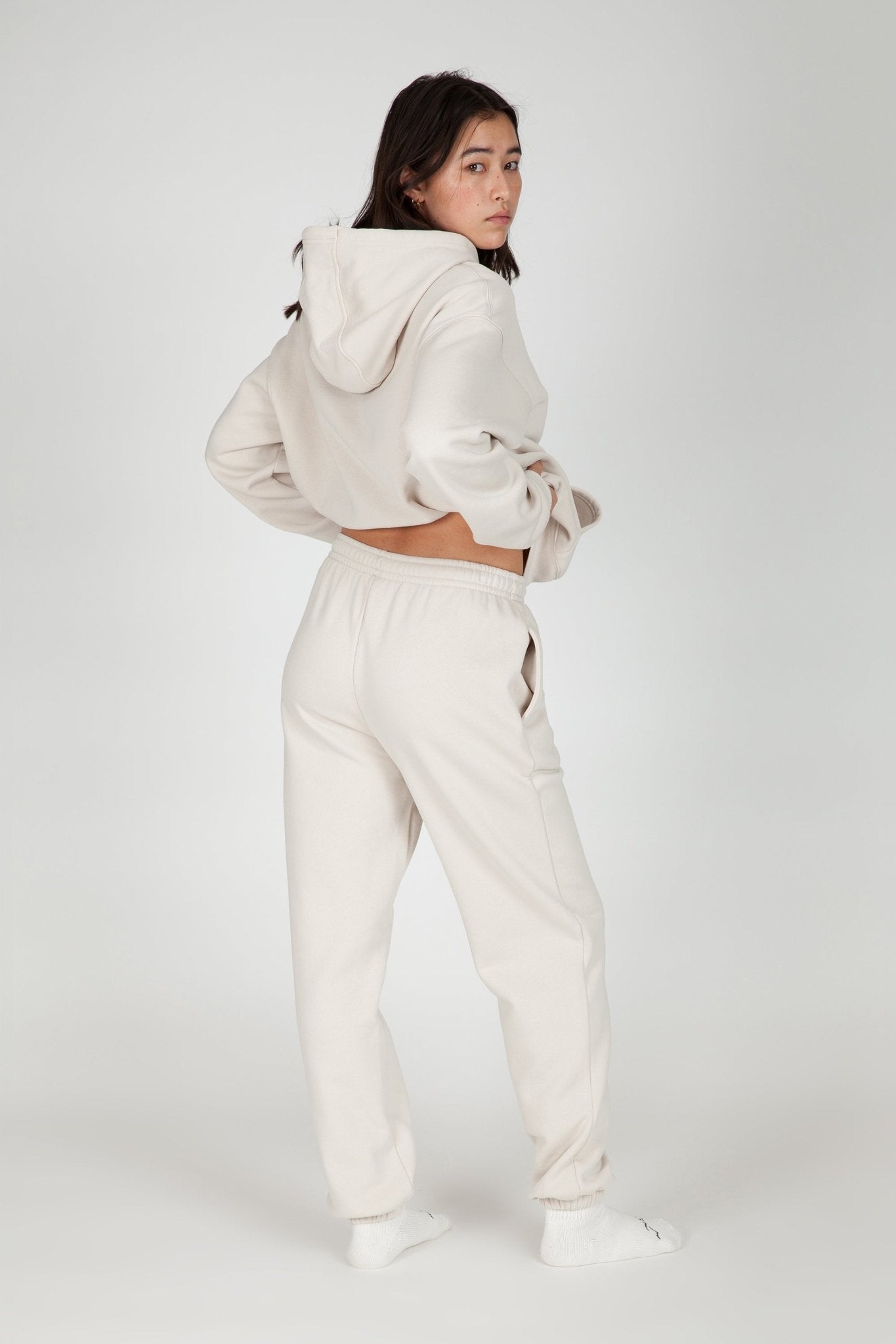 Fleece Regular Fit Sweatpants in bone - Lazypants
