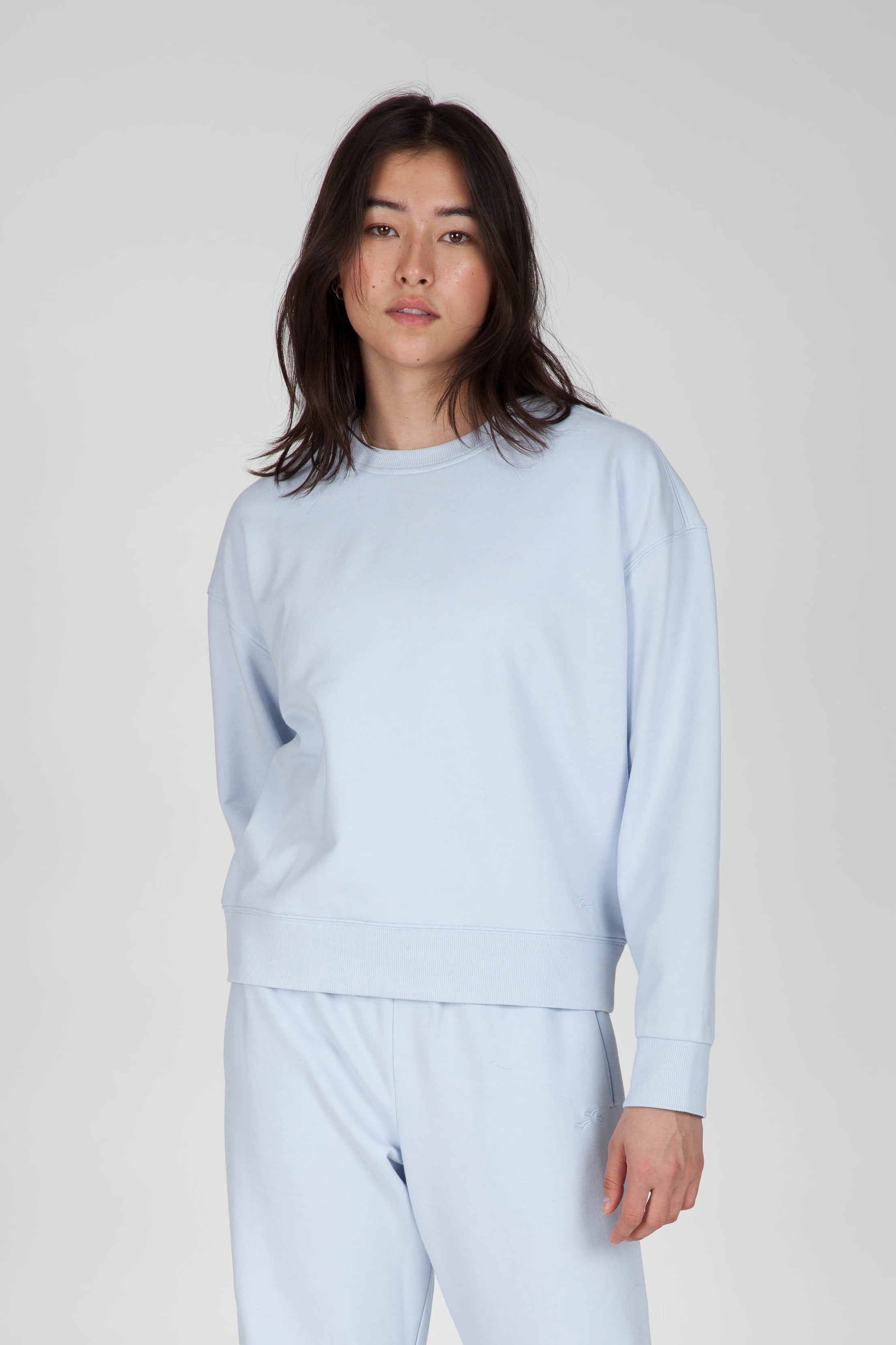 Soft-Touch Fleece Sweatshirt in Ice Blue - Lazypants