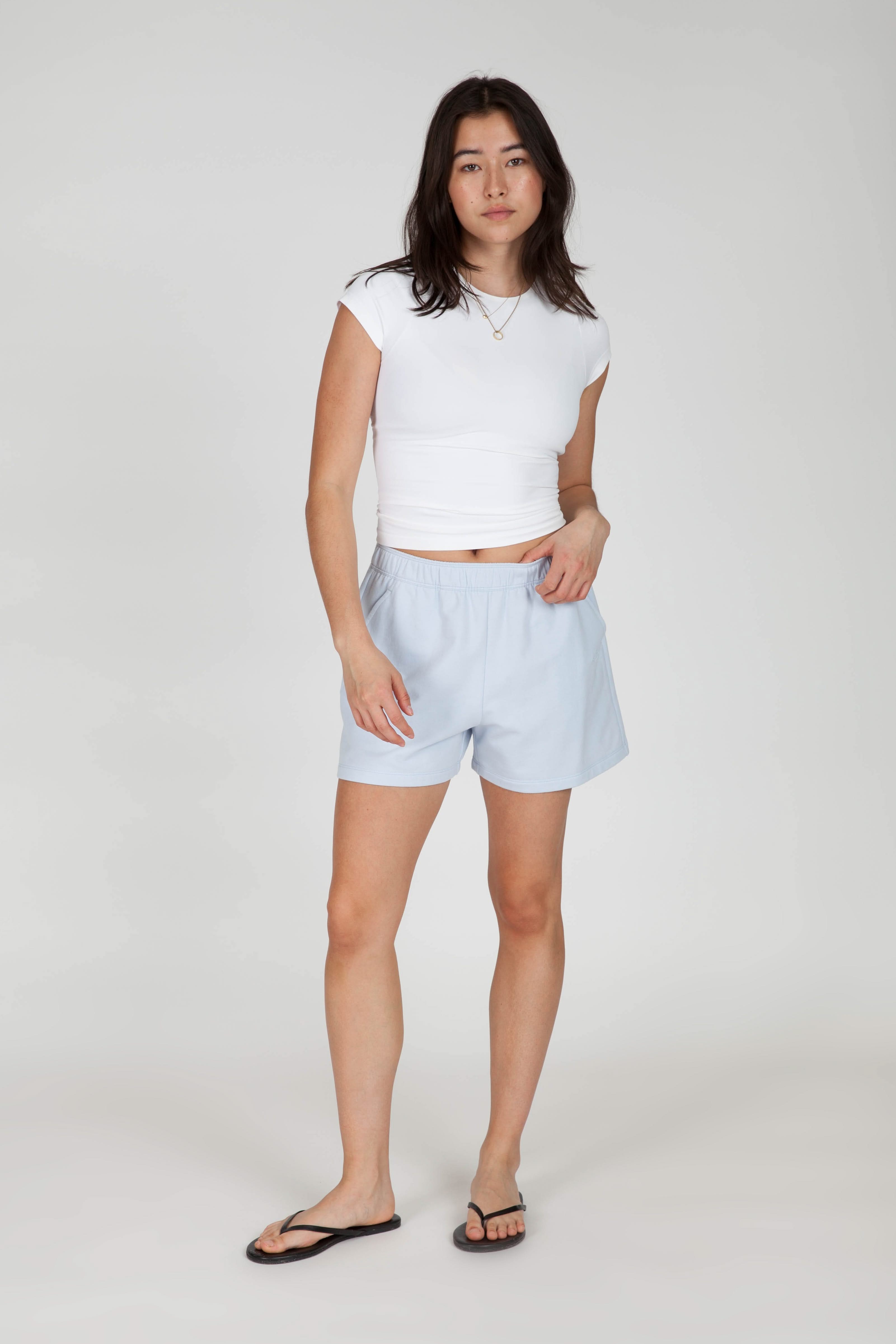 Soft-Touch Fleece 4 inches Shorts in Ice Blue - Lazypants