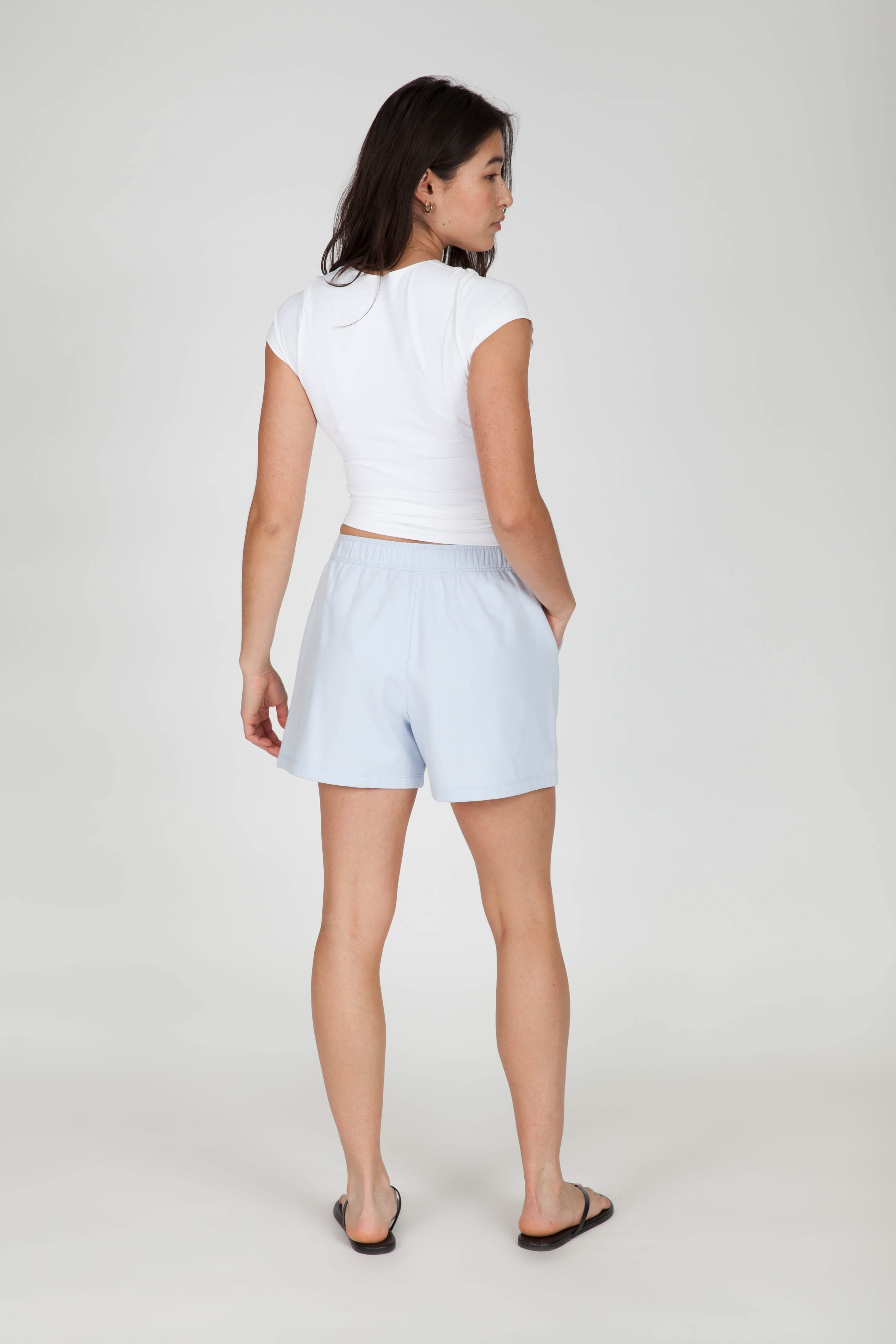 Soft-Touch Fleece 4 inches Shorts in Ice Blue - Lazypants