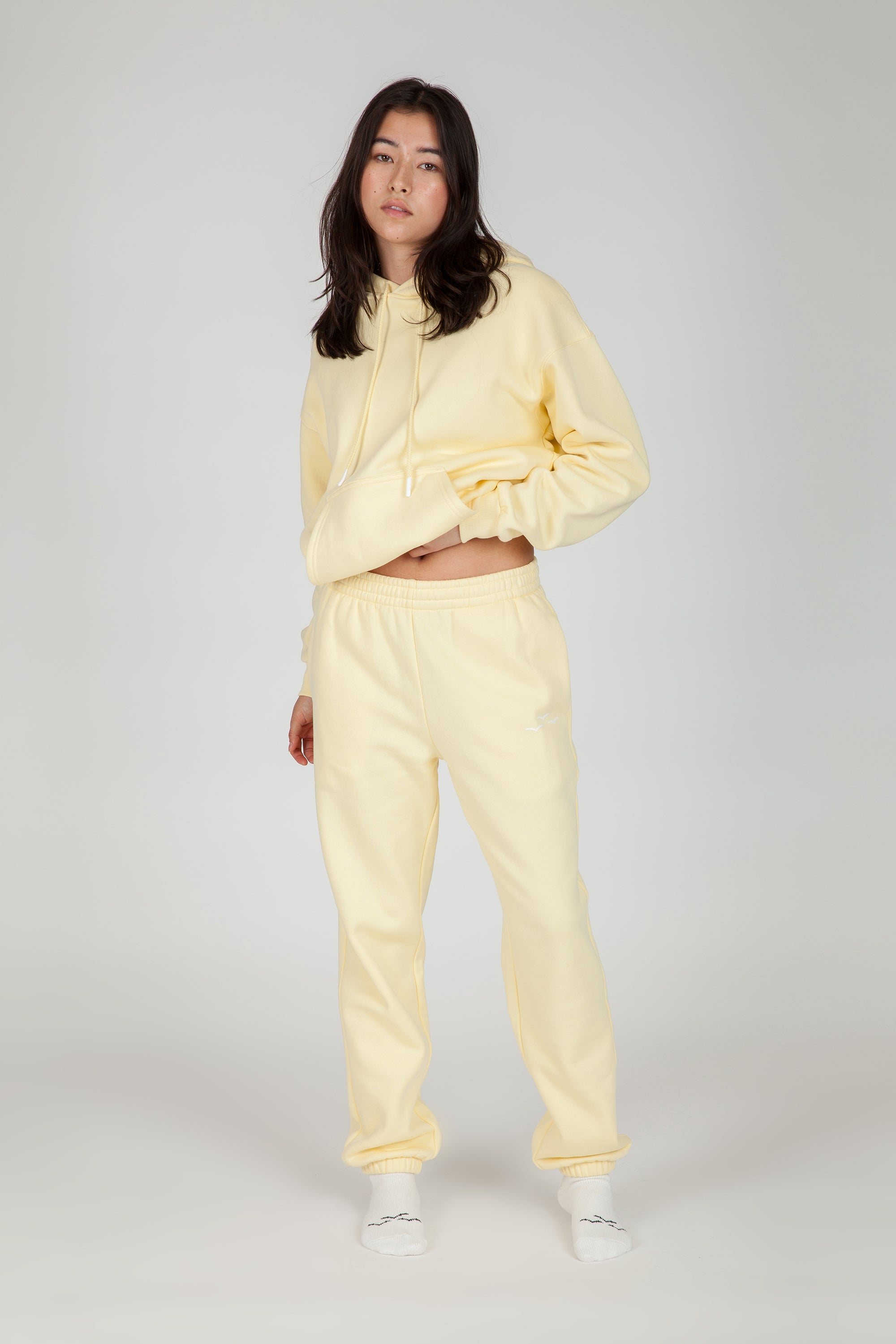 Nova premium fleece relaxed joggers in vanila yellow - Lazypants