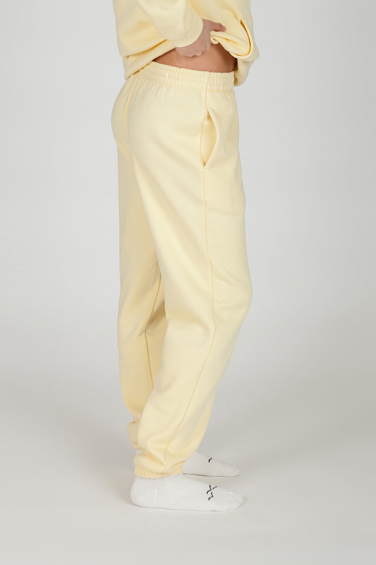 Nova premium fleece relaxed joggers in vanila yellow - Lazypants