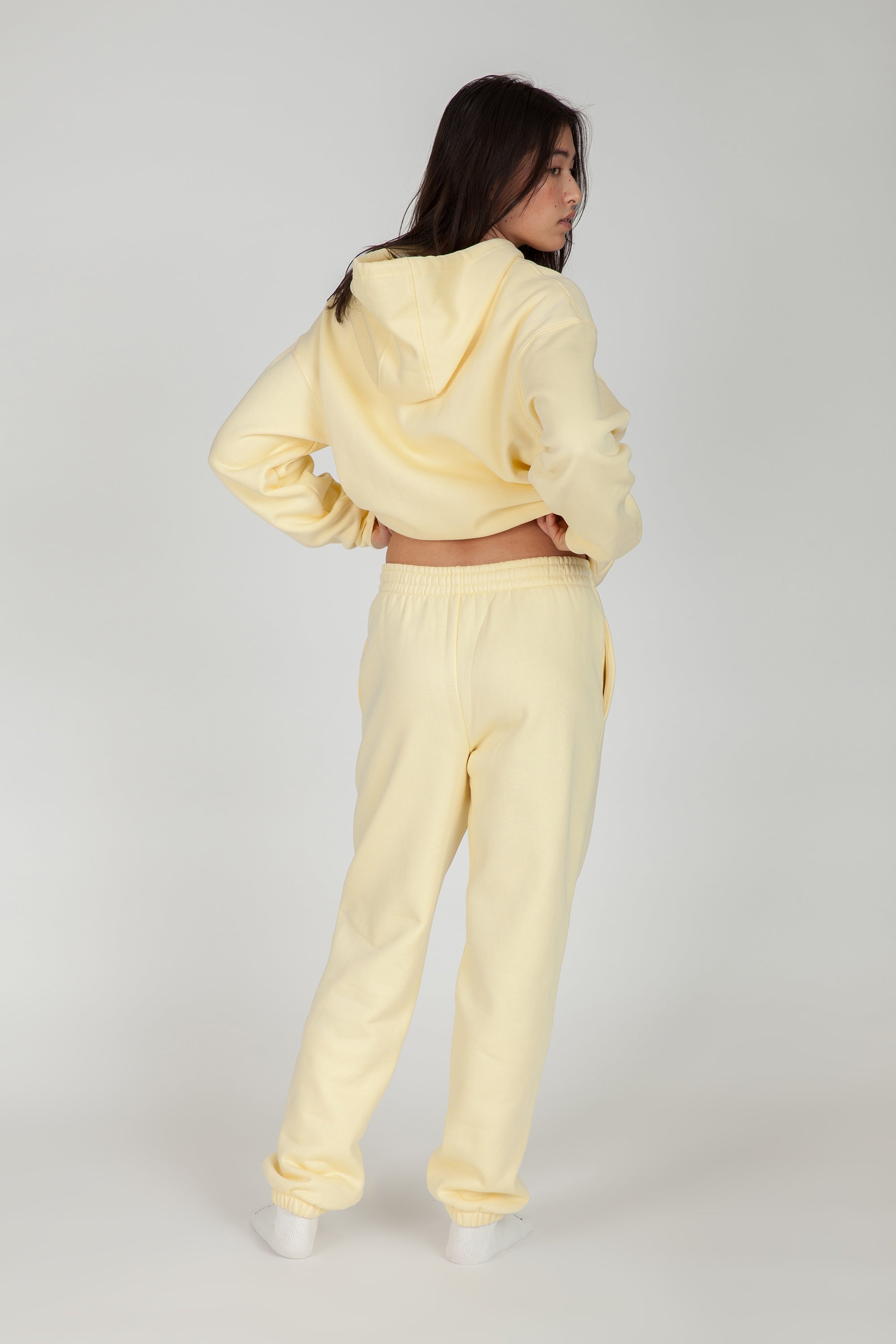 Nova premium fleece relaxed joggers in vanila yellow - Lazypants