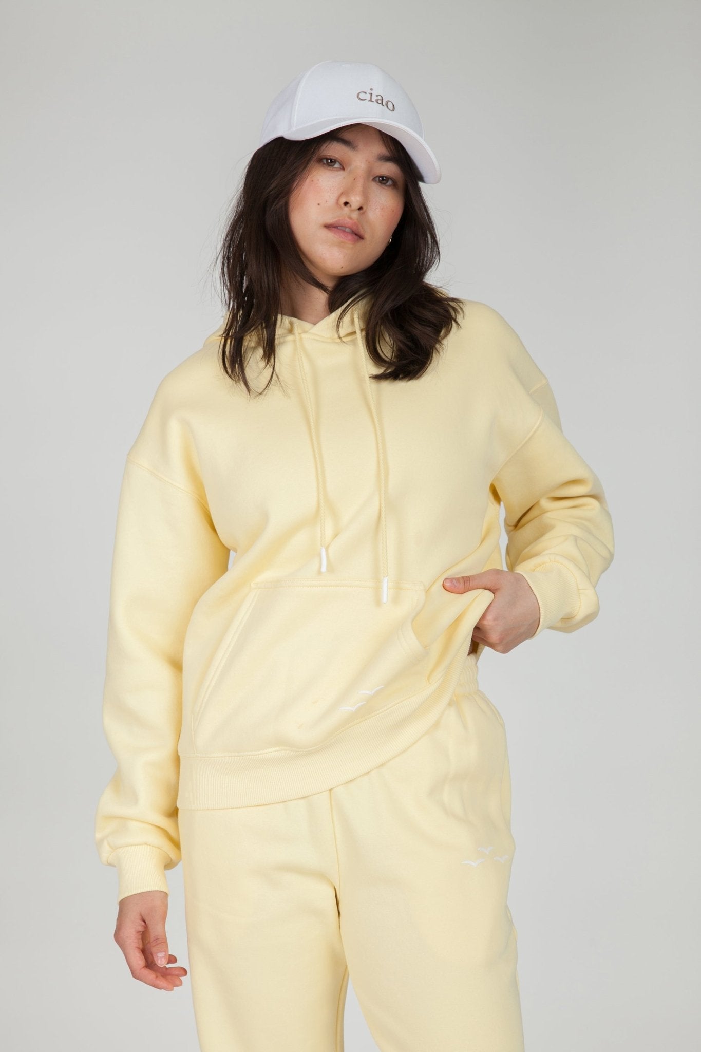 Fleece Oversized Hoodie in Vanilla Yellow - Lazypants