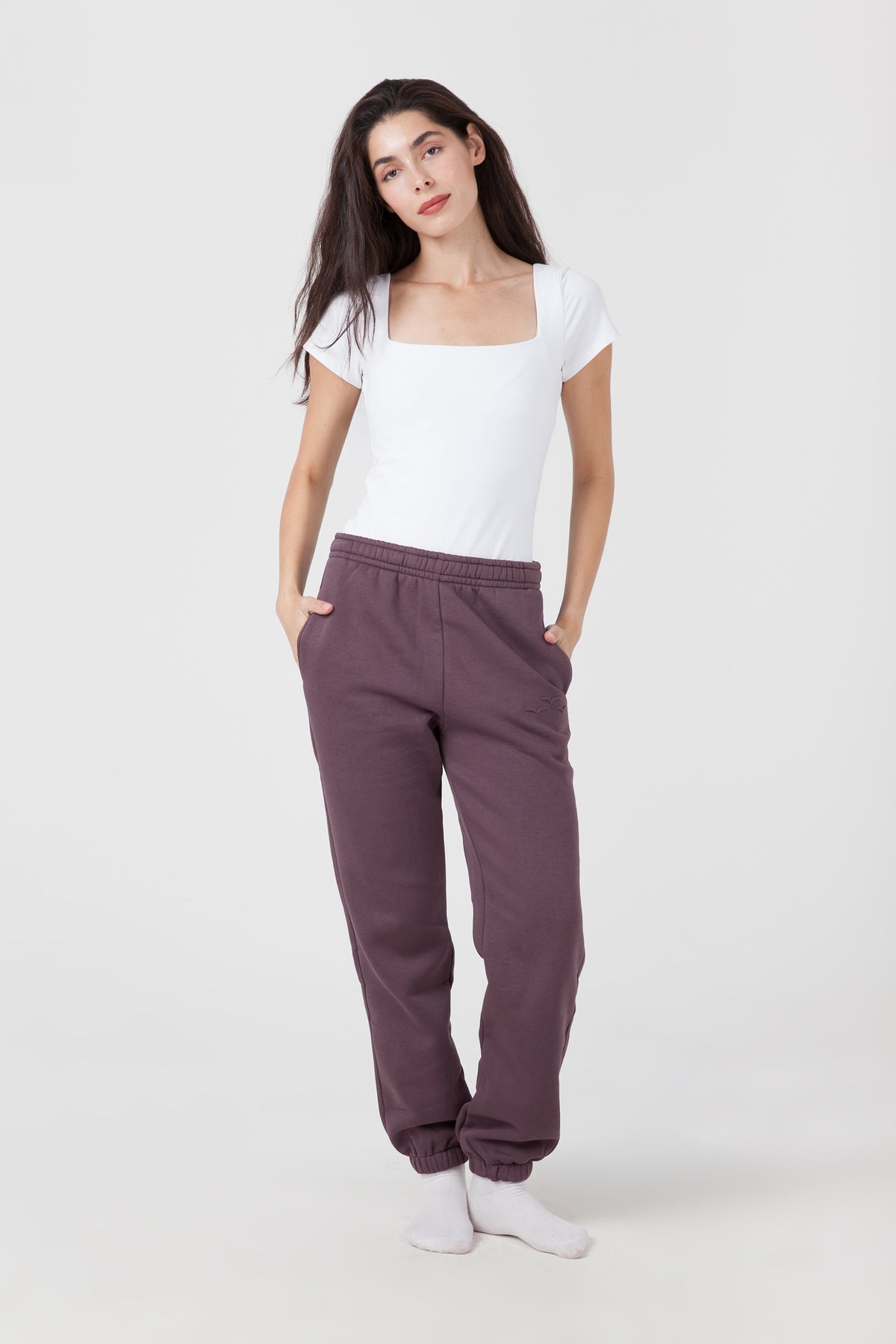 Fleece Regular Fit Sweatpants in Wine - Lazypants