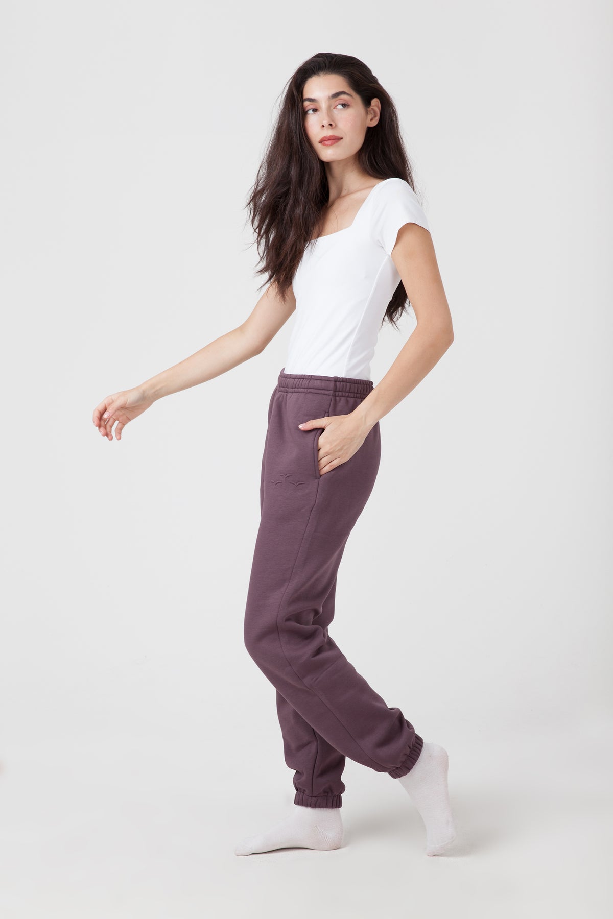 Fleece Regular Fit Sweatpants in Wine - Lazypants