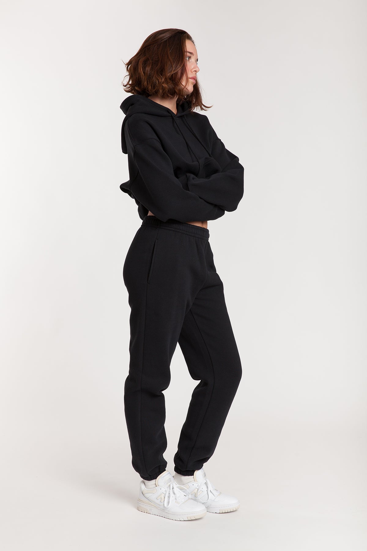 Fleece Oversized Hoodie in Black - Lazypants