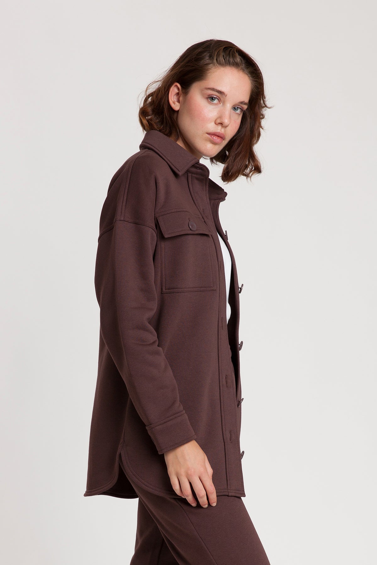 Amber Fleece Shacket in Espresso
