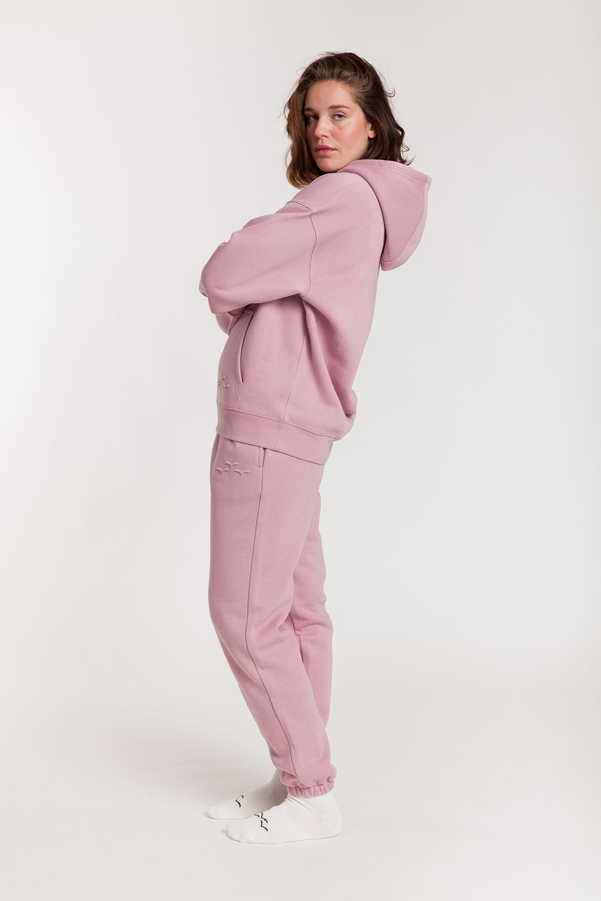 Women’s premium fleece relaxed sweatsuit set in rose