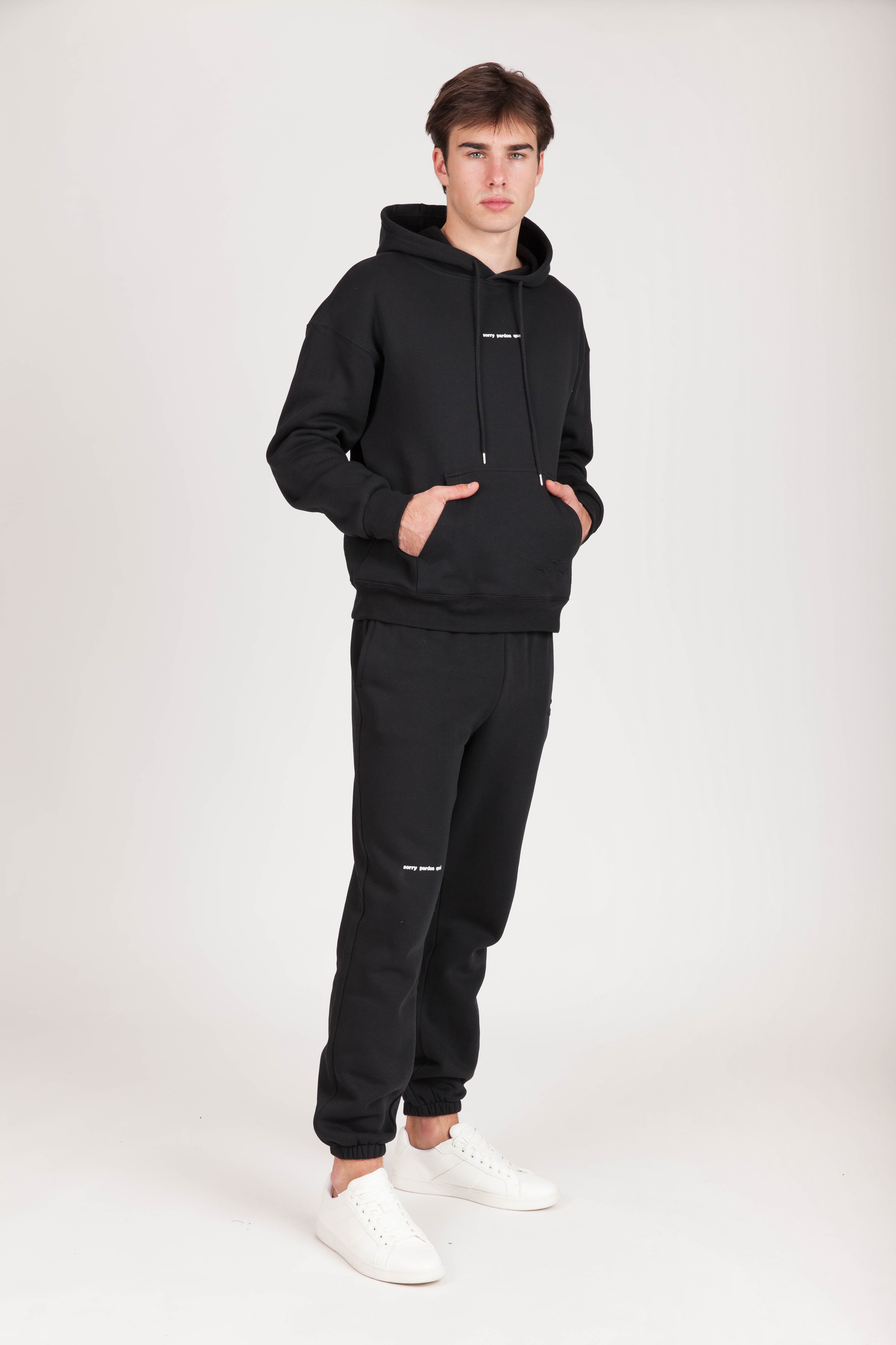 MEN'S "SORRY PARDON QUOI" TRACKSUIT IN BLACK - Lazypants