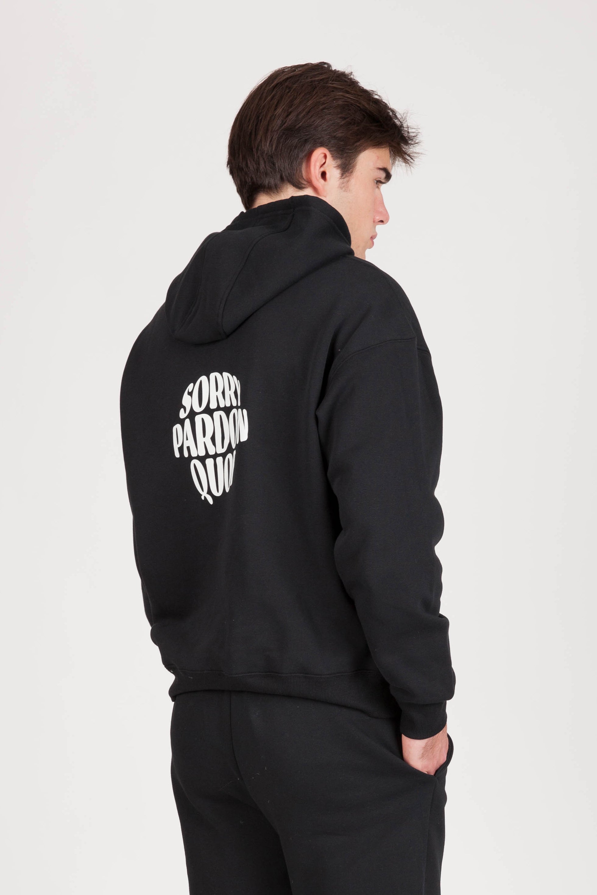 "SORRY PARDON QUOI" Men's Hoodie in Black - Lazypants