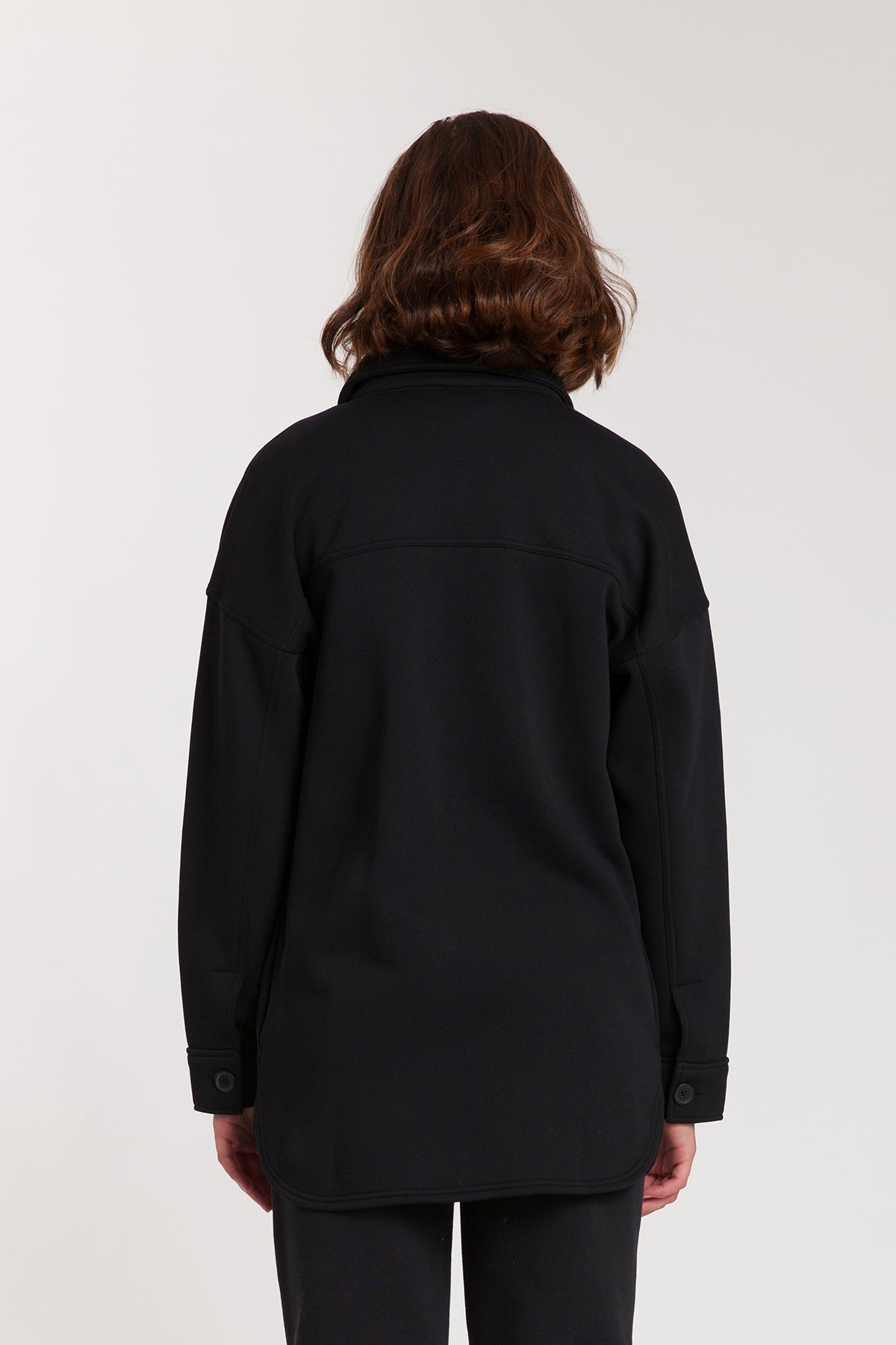 Amber Fleece Shacket in Black