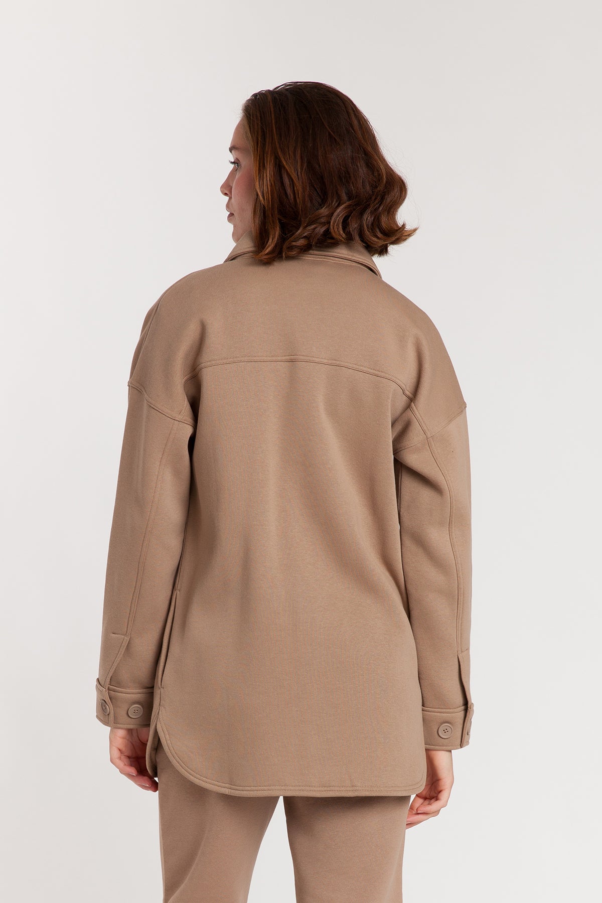 Amber Fleece Shacket in Camel