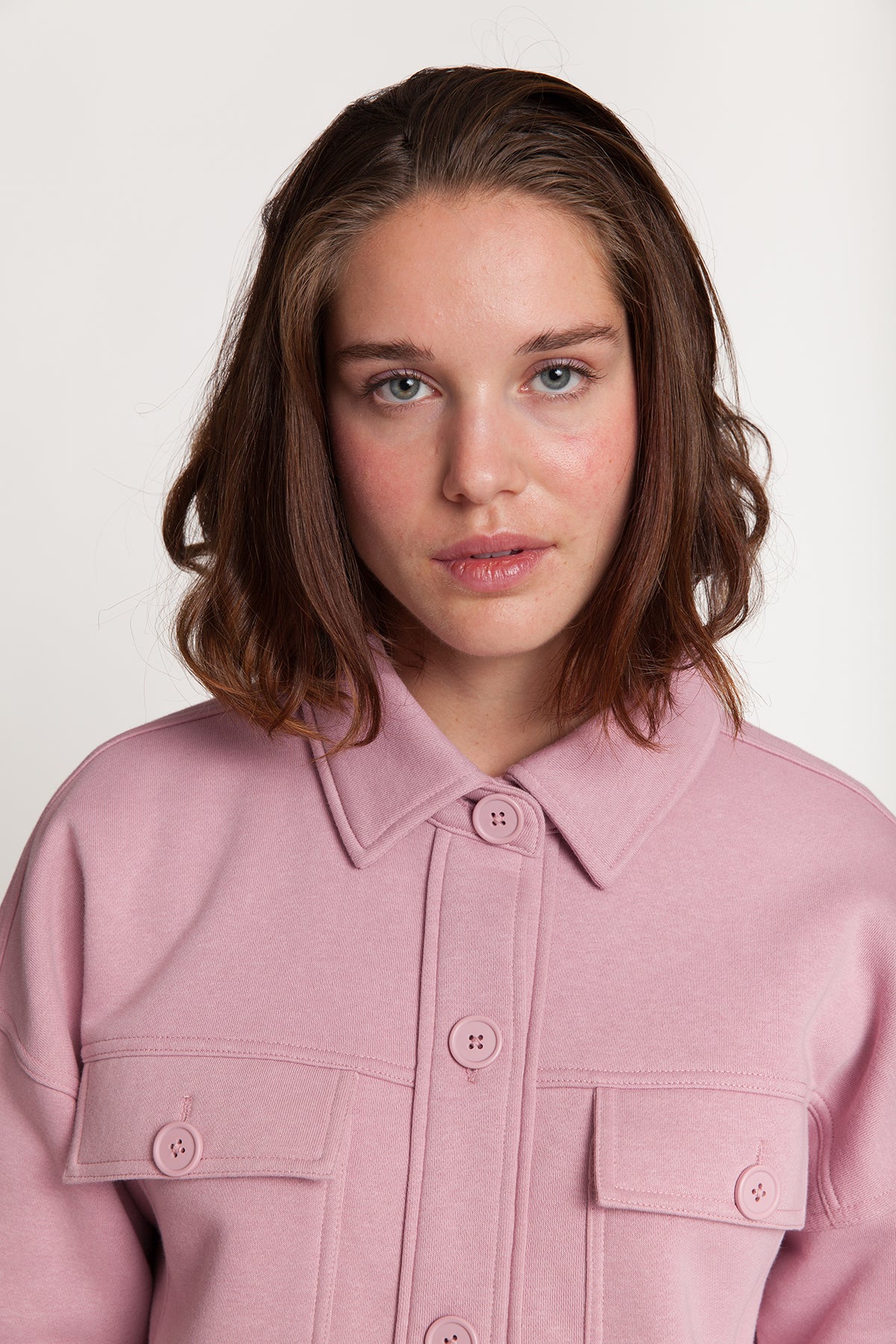 Amber Fleece Shacket in Rose