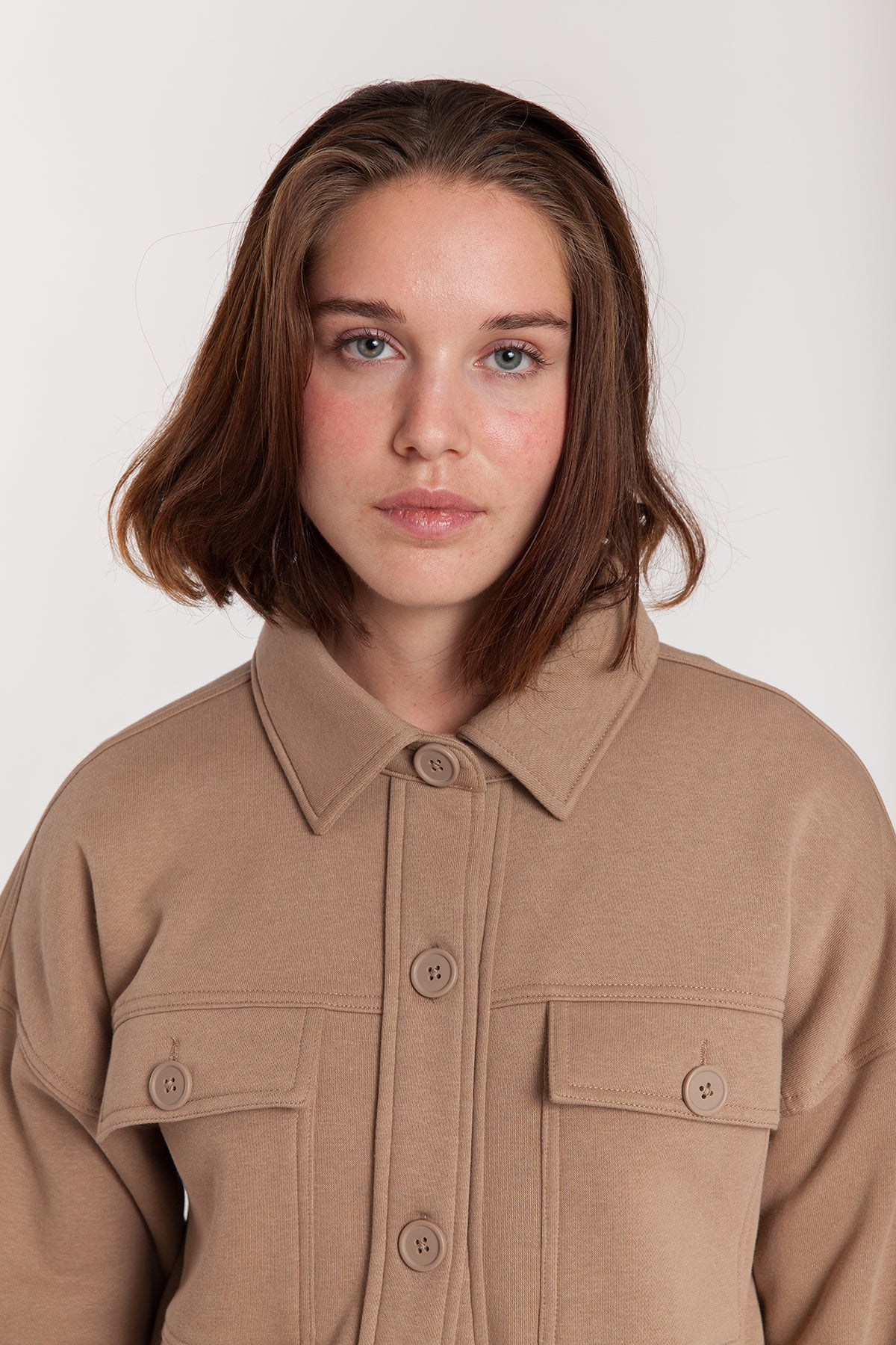 Amber Fleece Shacket in Camel