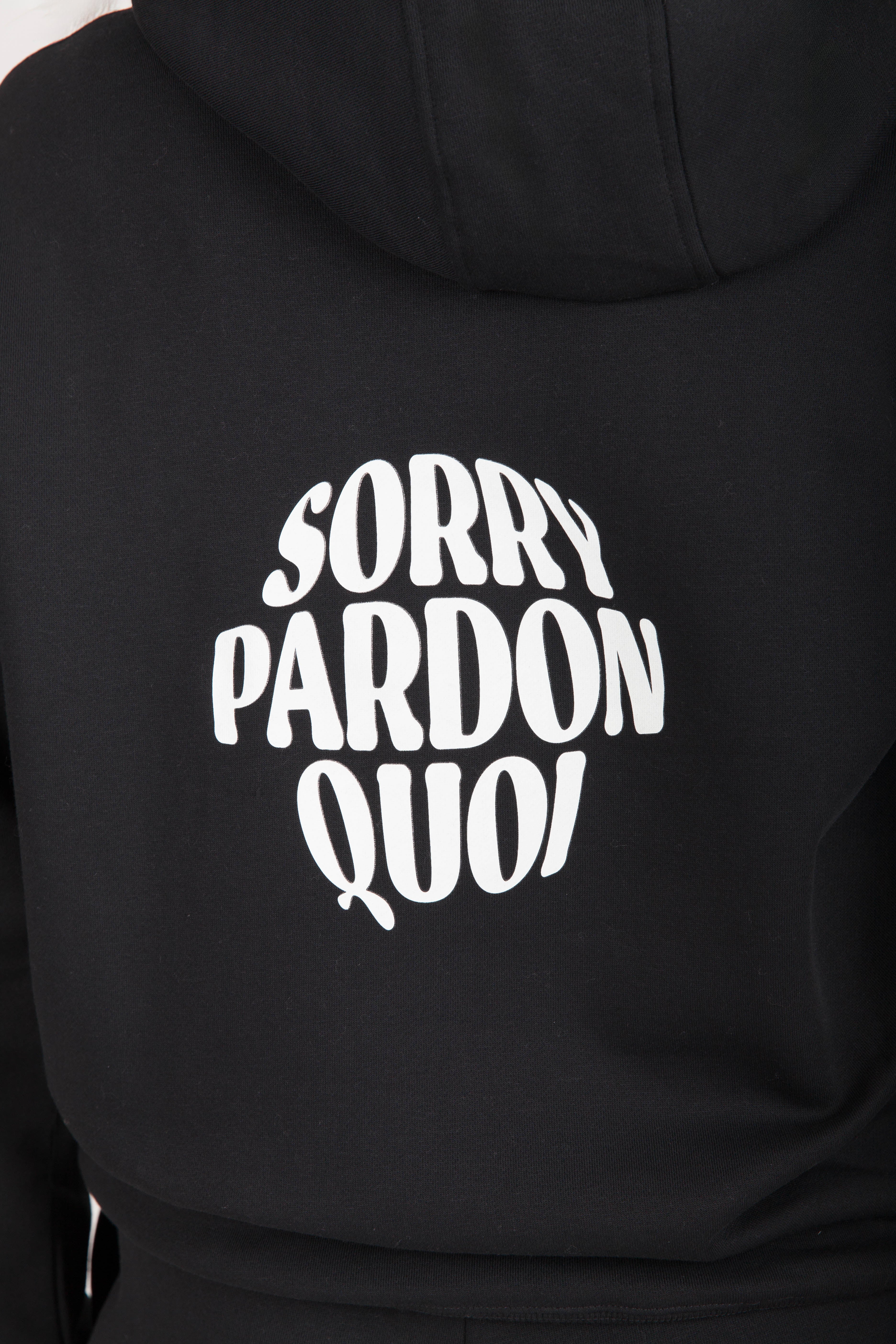 "SORRY PARDON QUOI" Men's Hoodie in Black - Lazypants