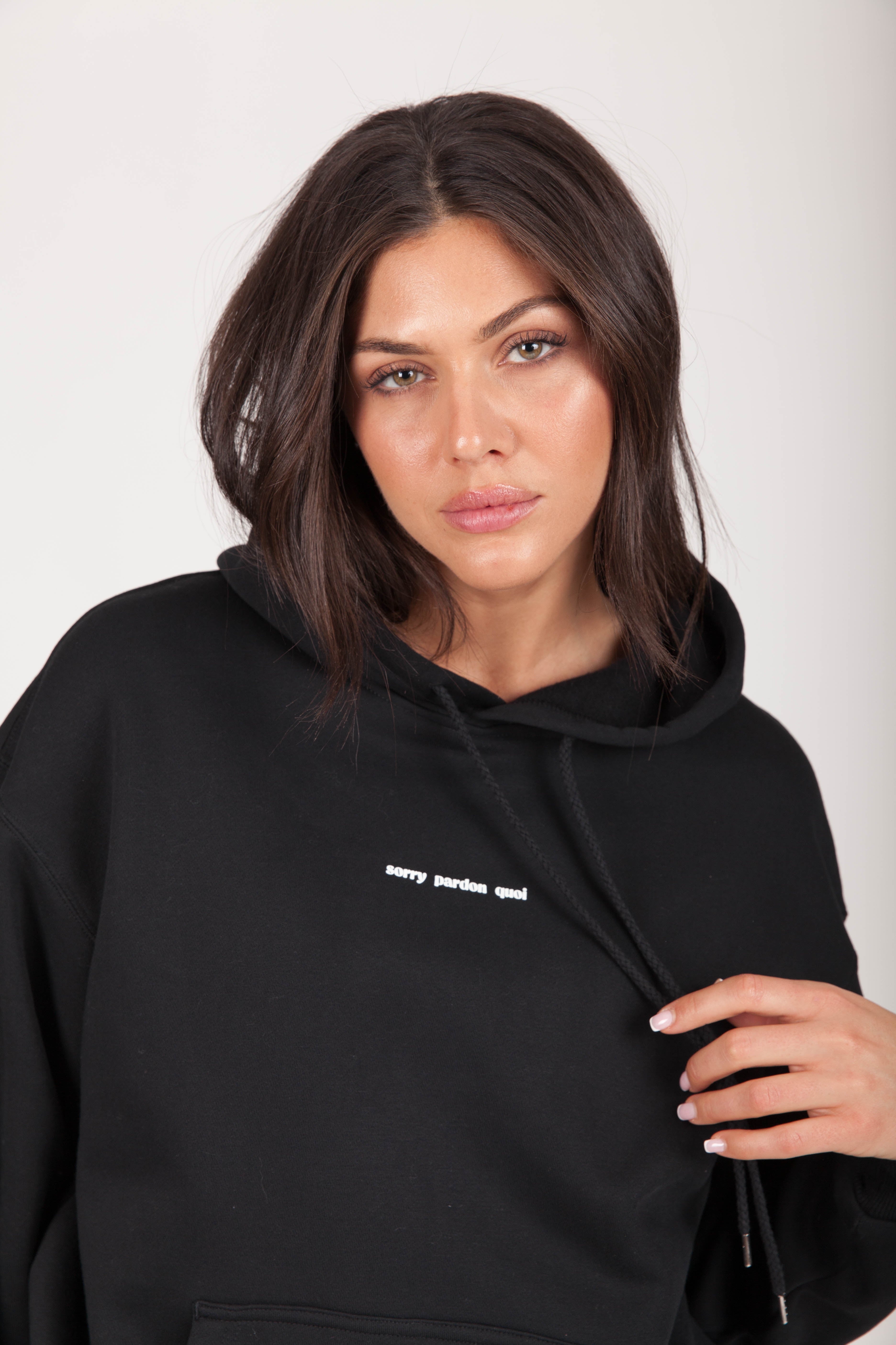 WOMEN'S "SORRY PARDON QUOI" TRACKSUIT IN BLACK - Lazypants