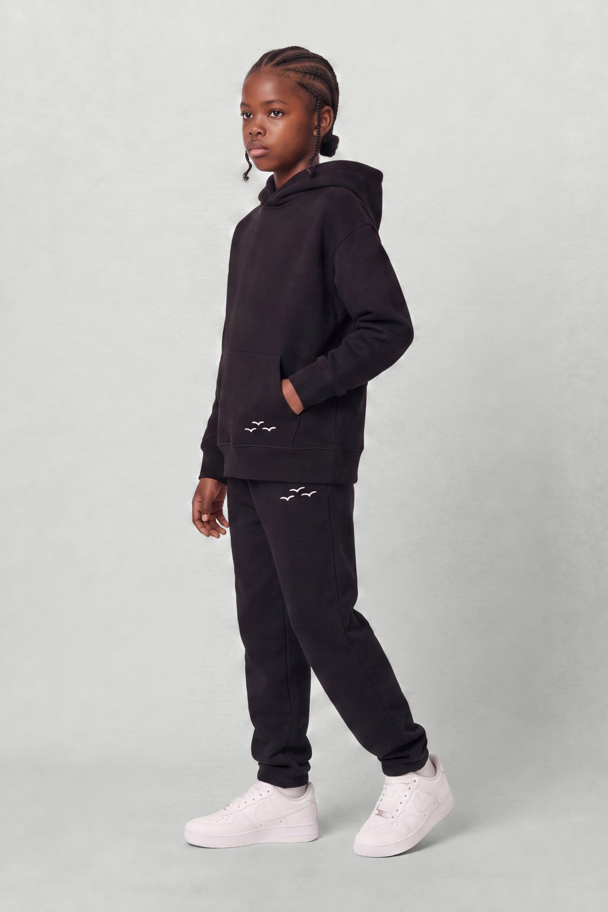 Kids Fleece Regular Fit Set in Black