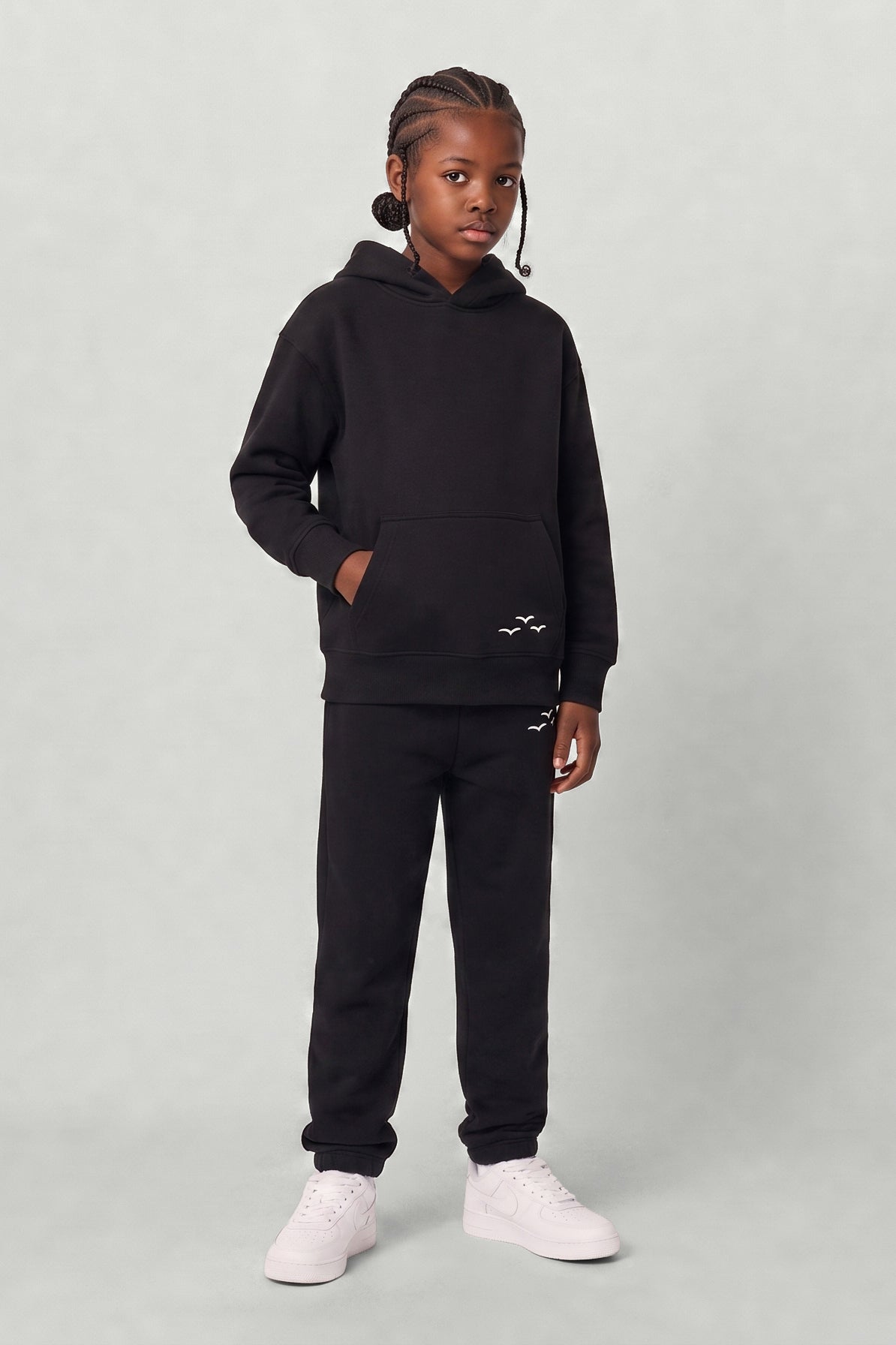 Kids Fleece Regular Fit Set in Black