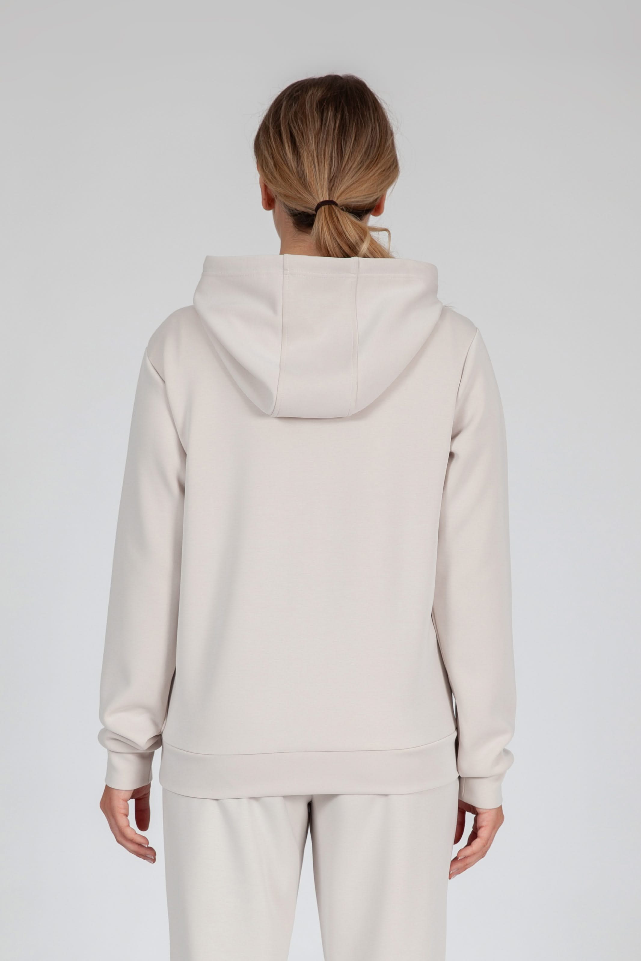 Premium luxe sueded double knit hoodie in bone