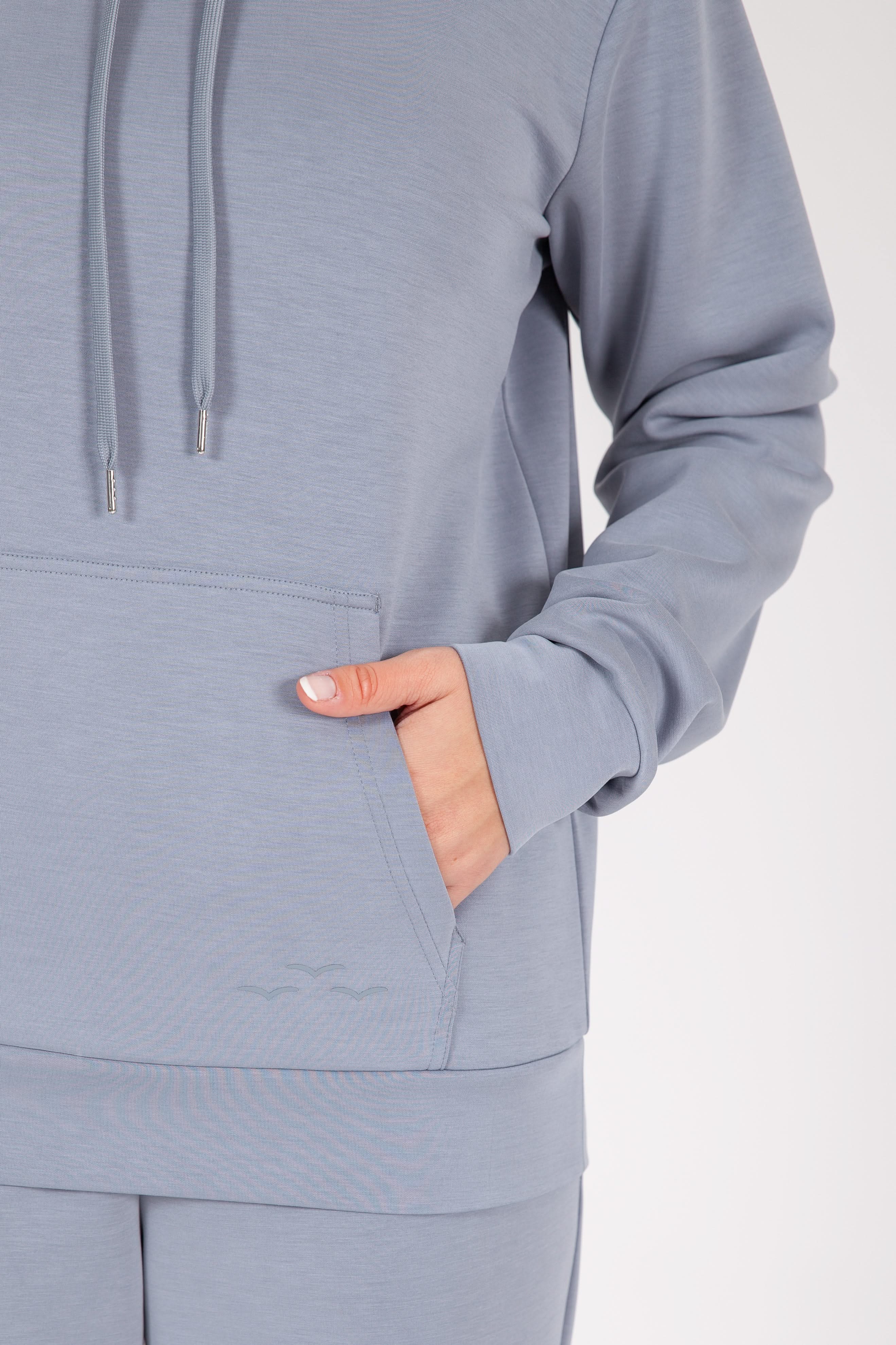 Premium luxe sueded double knit hoodie in dusty blue