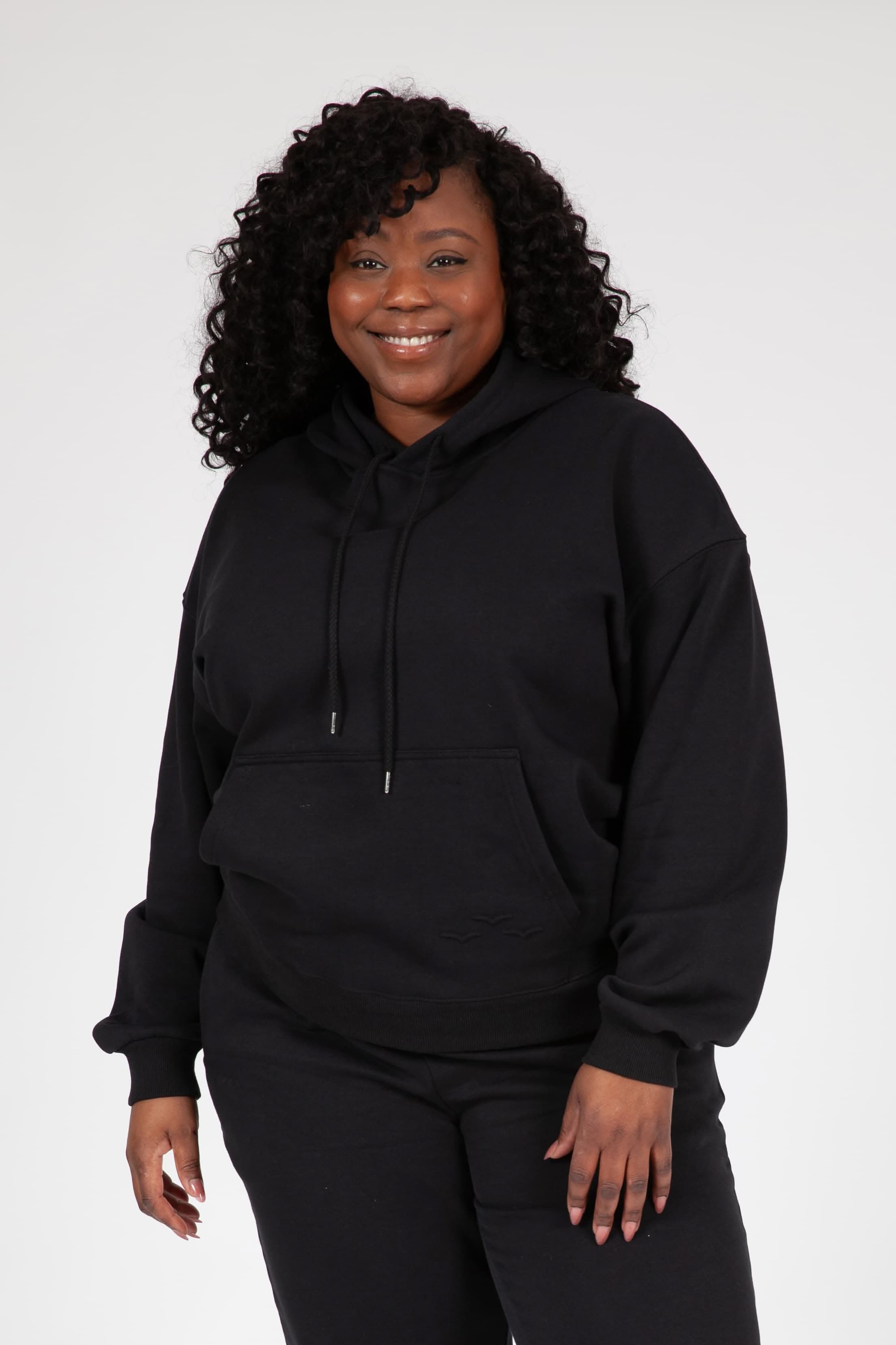 Fleece Oversized Hoodie in Black - Lazypants