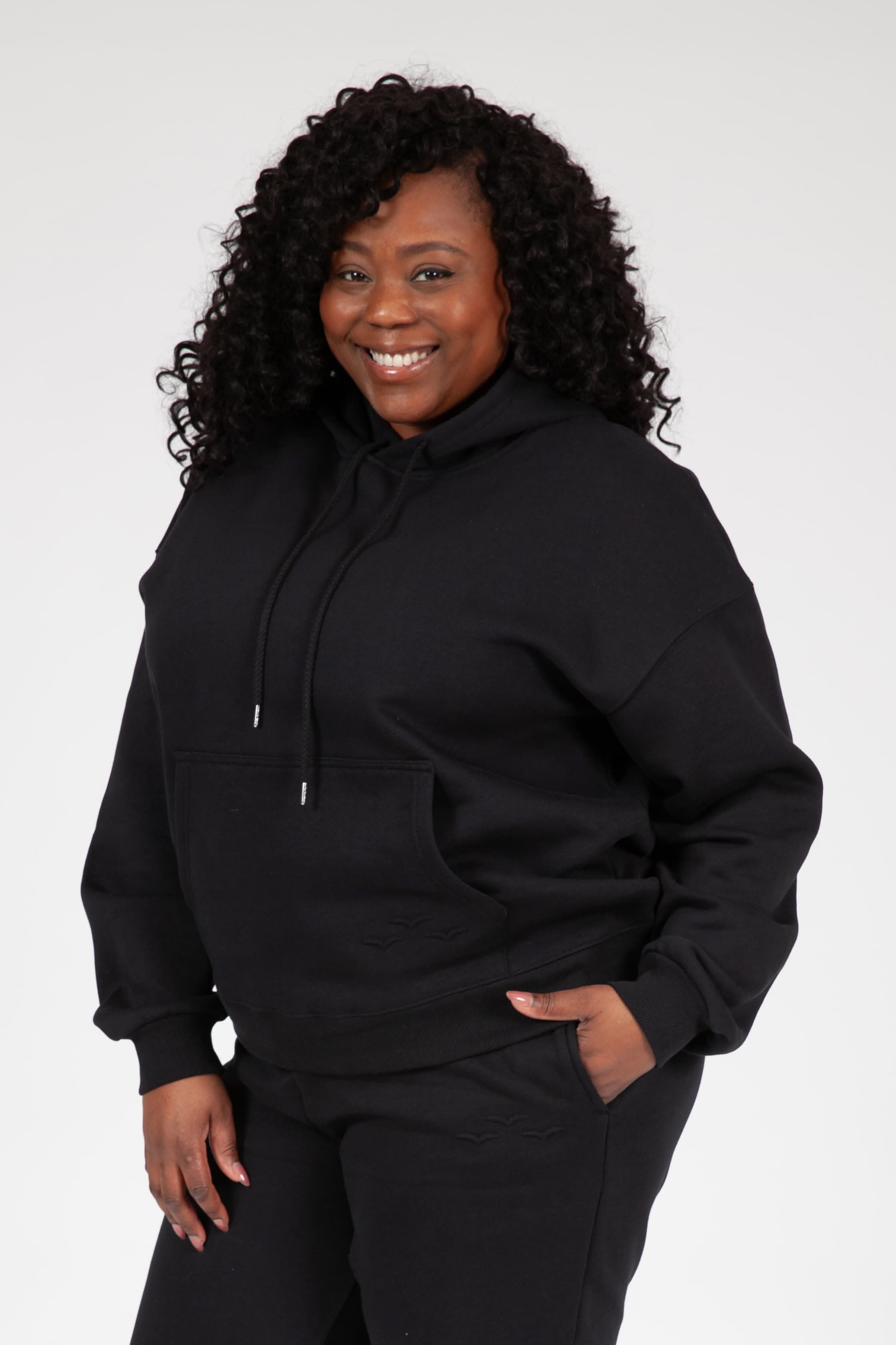 Fleece Oversized Hoodie in Black - Lazypants