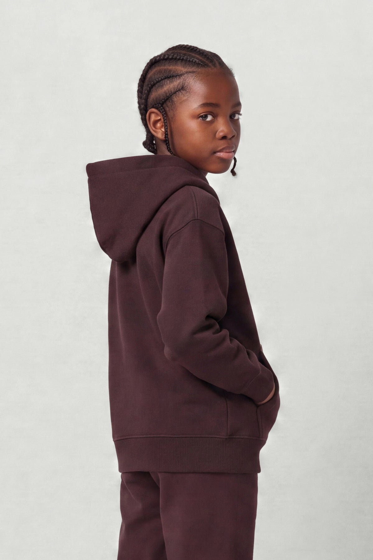 Kids Fleece Relaxed Hoodie in espresso