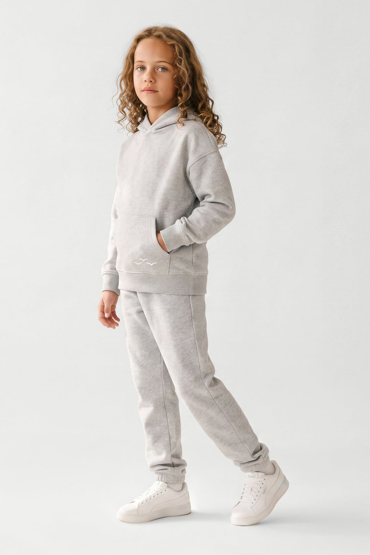 Kids Fleece Regular Fit Set in Classic Grey