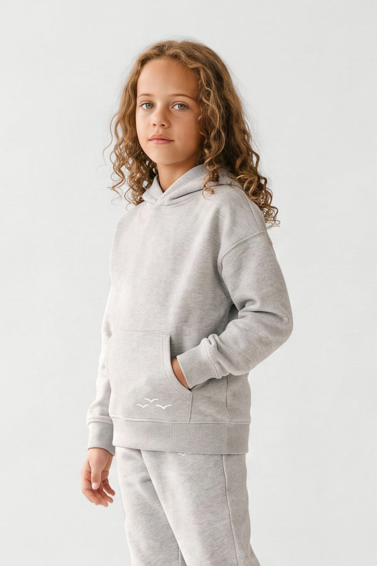 Kids Fleece Relaxed Hoodie in Classic Grey