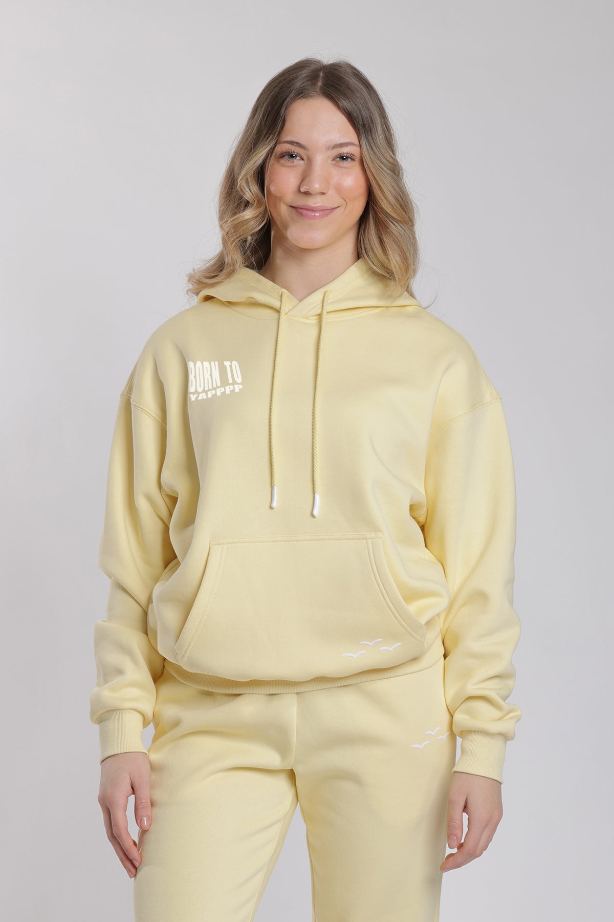 Born to Yap Hoodie in banana yellow