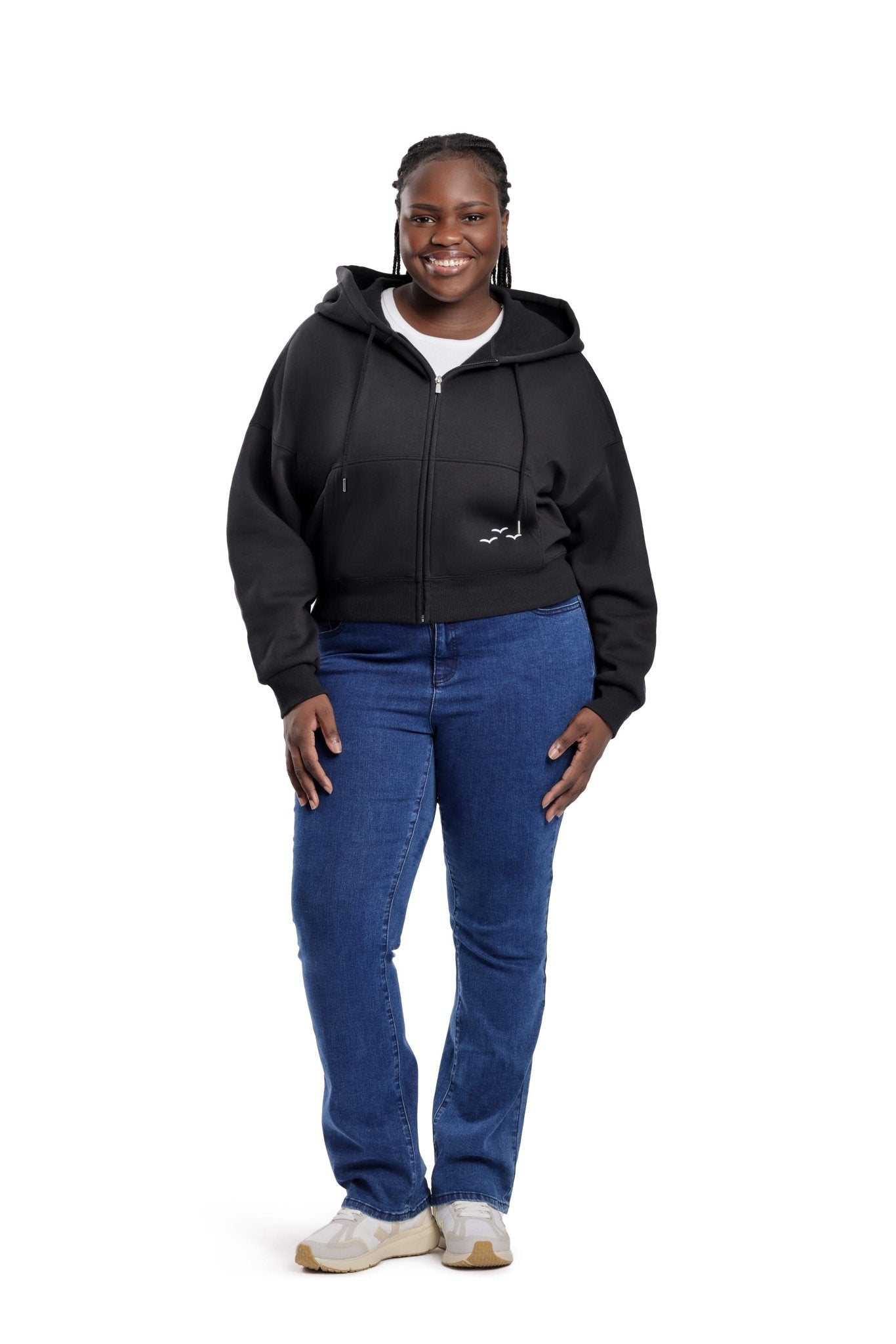 Justine oversized zip hoodie in black - Lazypants