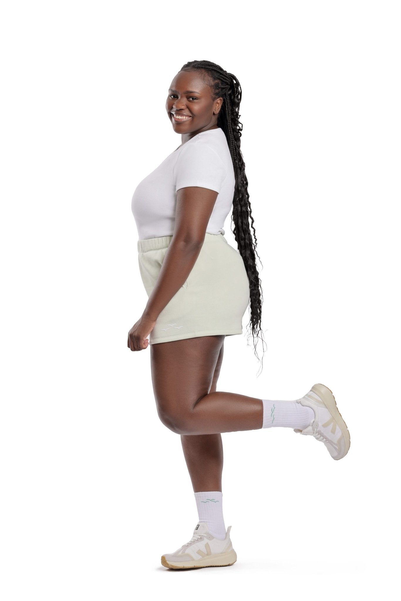 Arie inseam short in silver green - Lazypants