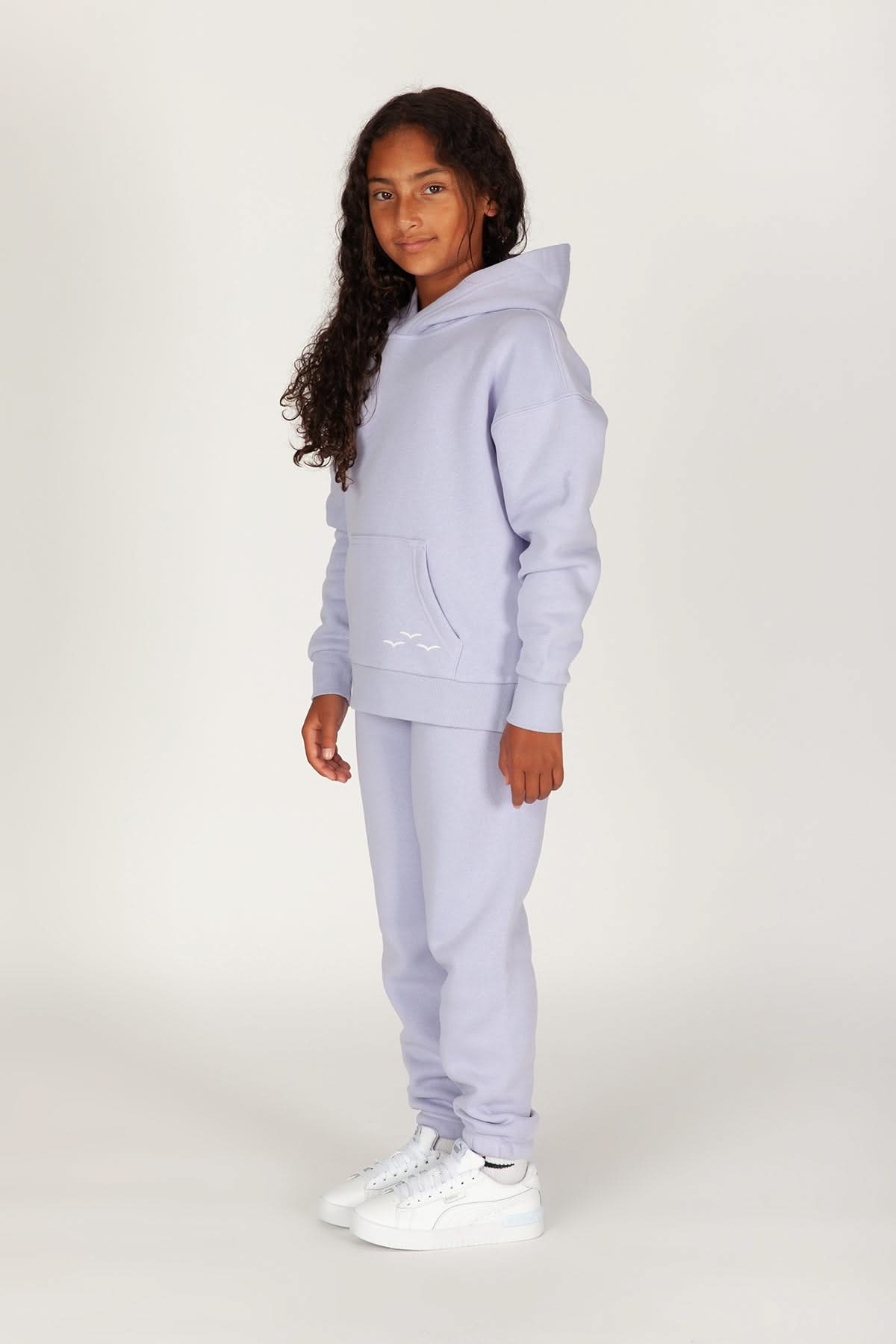 Kids Niki and Cooper fleece set in lavender