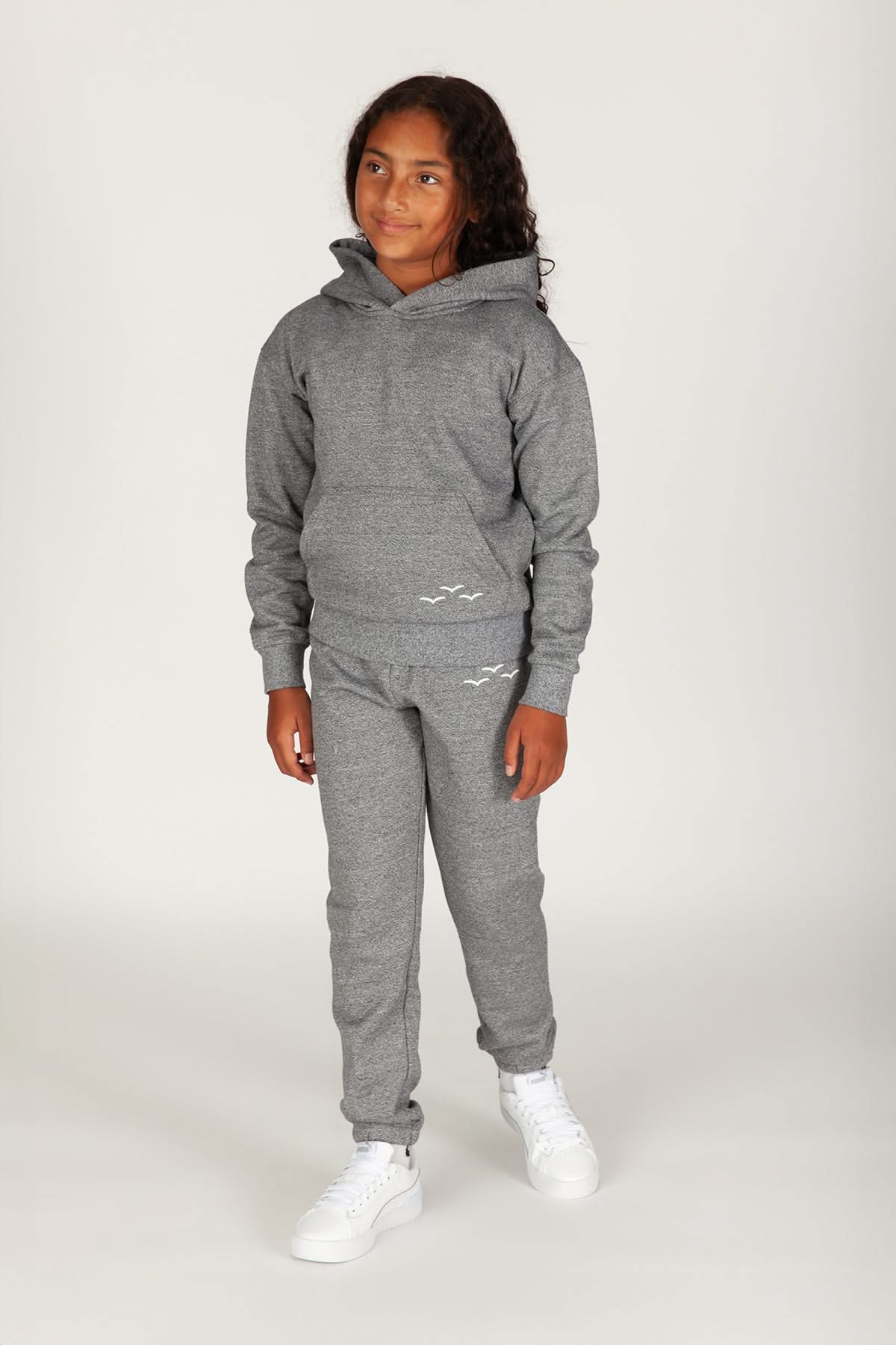 Kids Niki and Cooper fleece set in granite