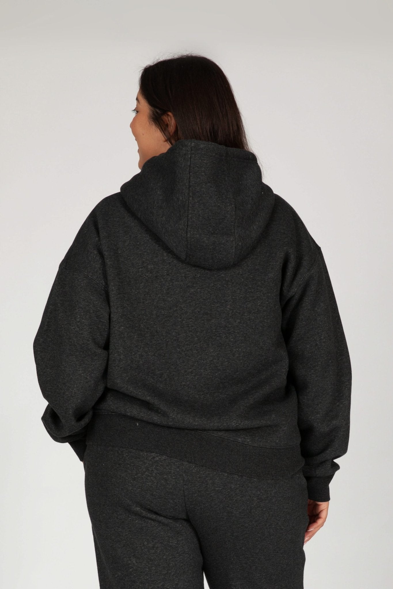 Fleece Oversized Hoodie in Dark Heather Grey - Lazypants